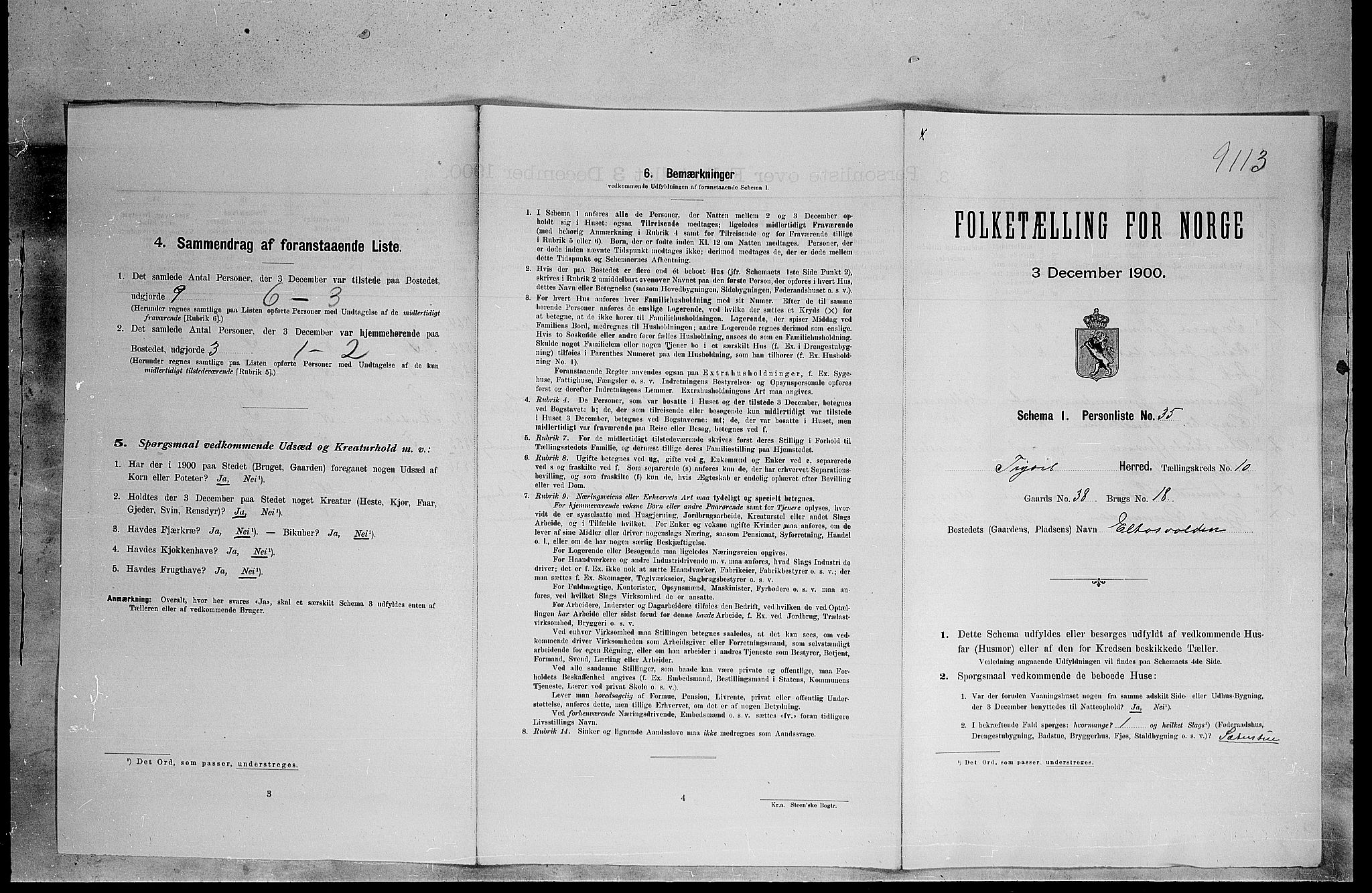 SAH, 1900 census for Trysil, 1900, p. 1200