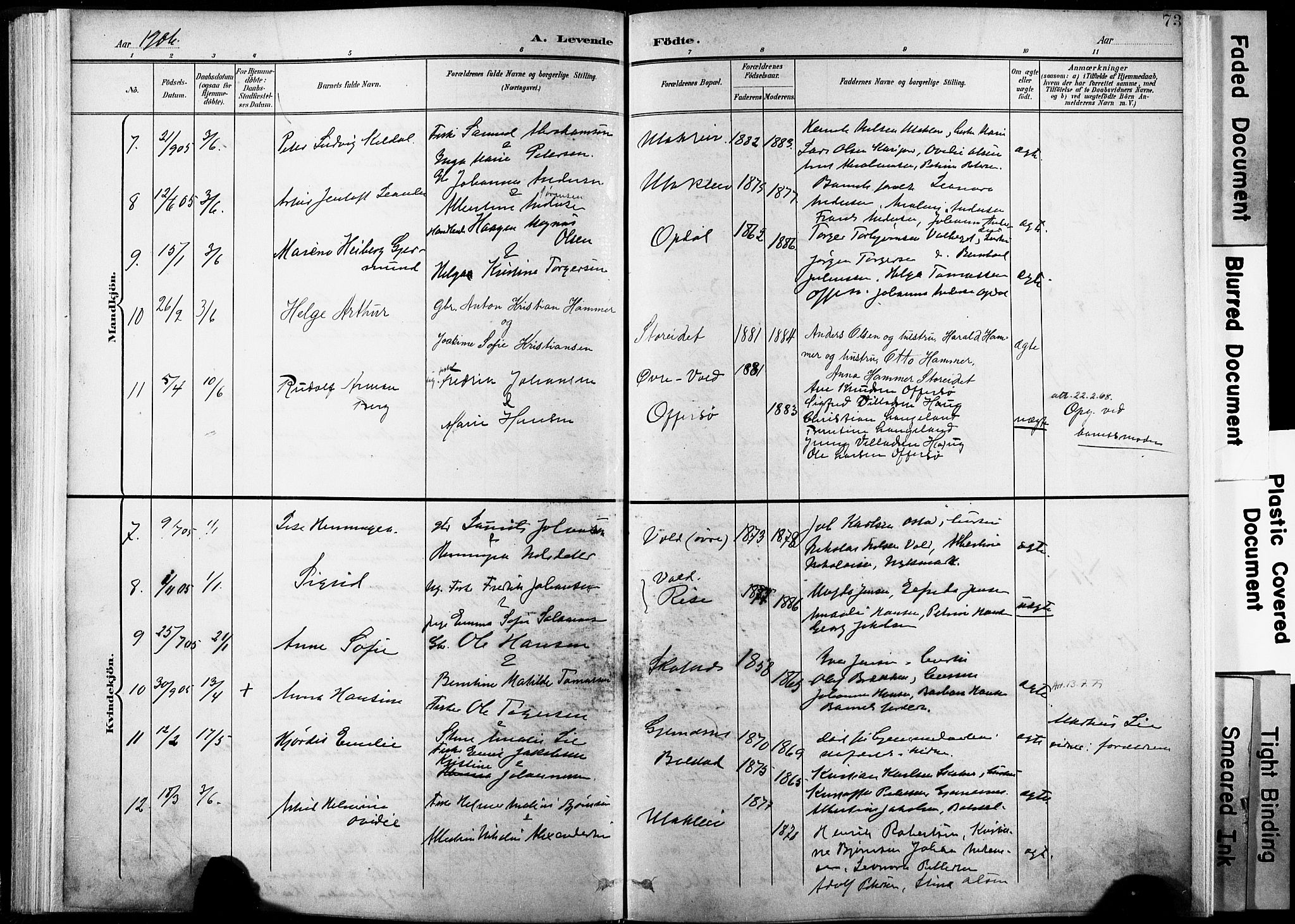 Ministerialprotokoller, klokkerbøker og fødselsregistre - Nordland, SAT/A-1459/881/L1151: Parish register (official) no. 881A04, 1899-1907, p. 73