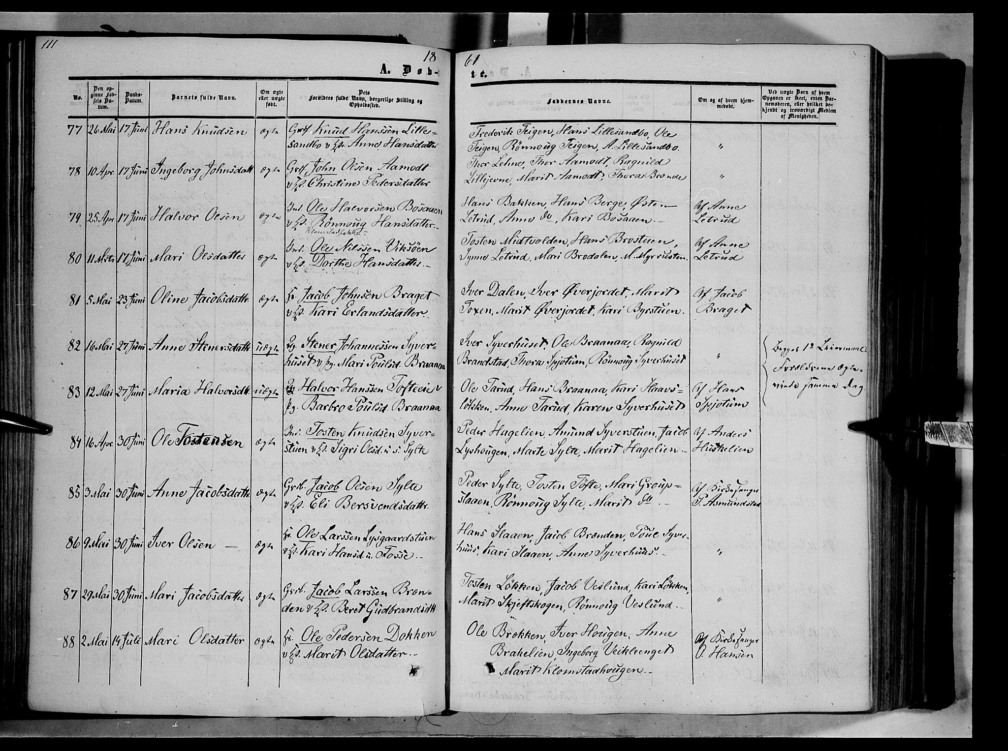 Nord-Fron prestekontor, AV/SAH-PREST-080/H/Ha/Haa/L0001: Parish register (official) no. 1, 1851-1864, p. 111