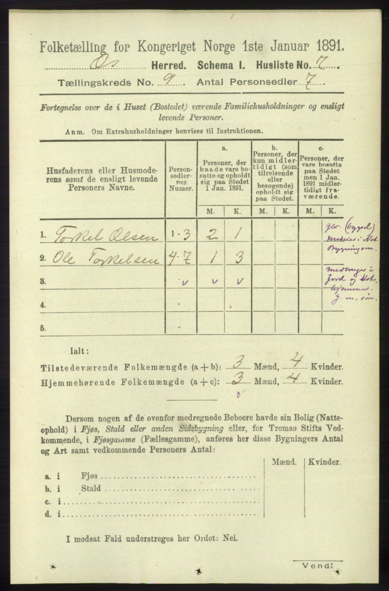 RA, 1891 census for 1243 Os, 1891, p. 1911