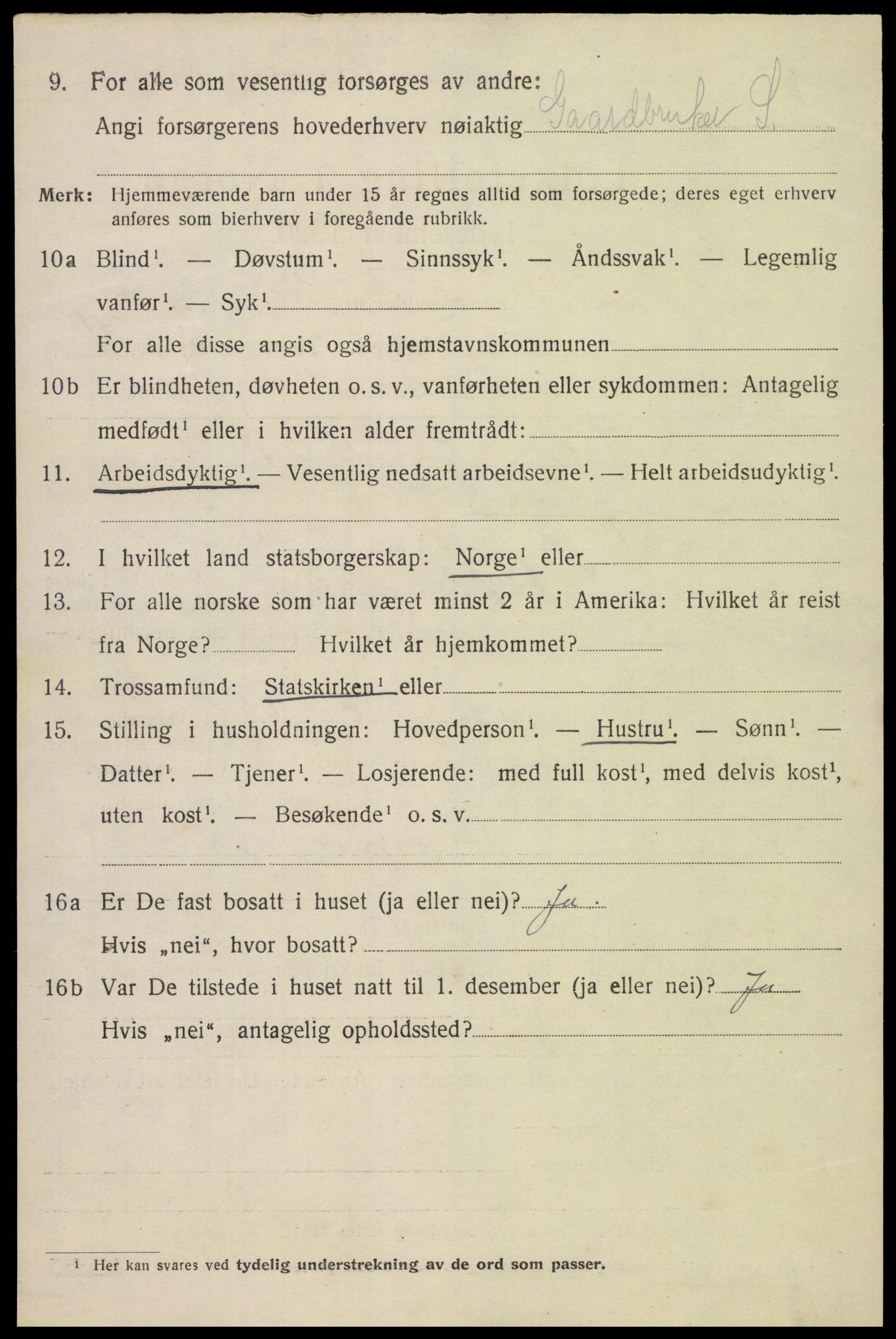 SAK, 1920 census for Valle, 1920, p. 2510