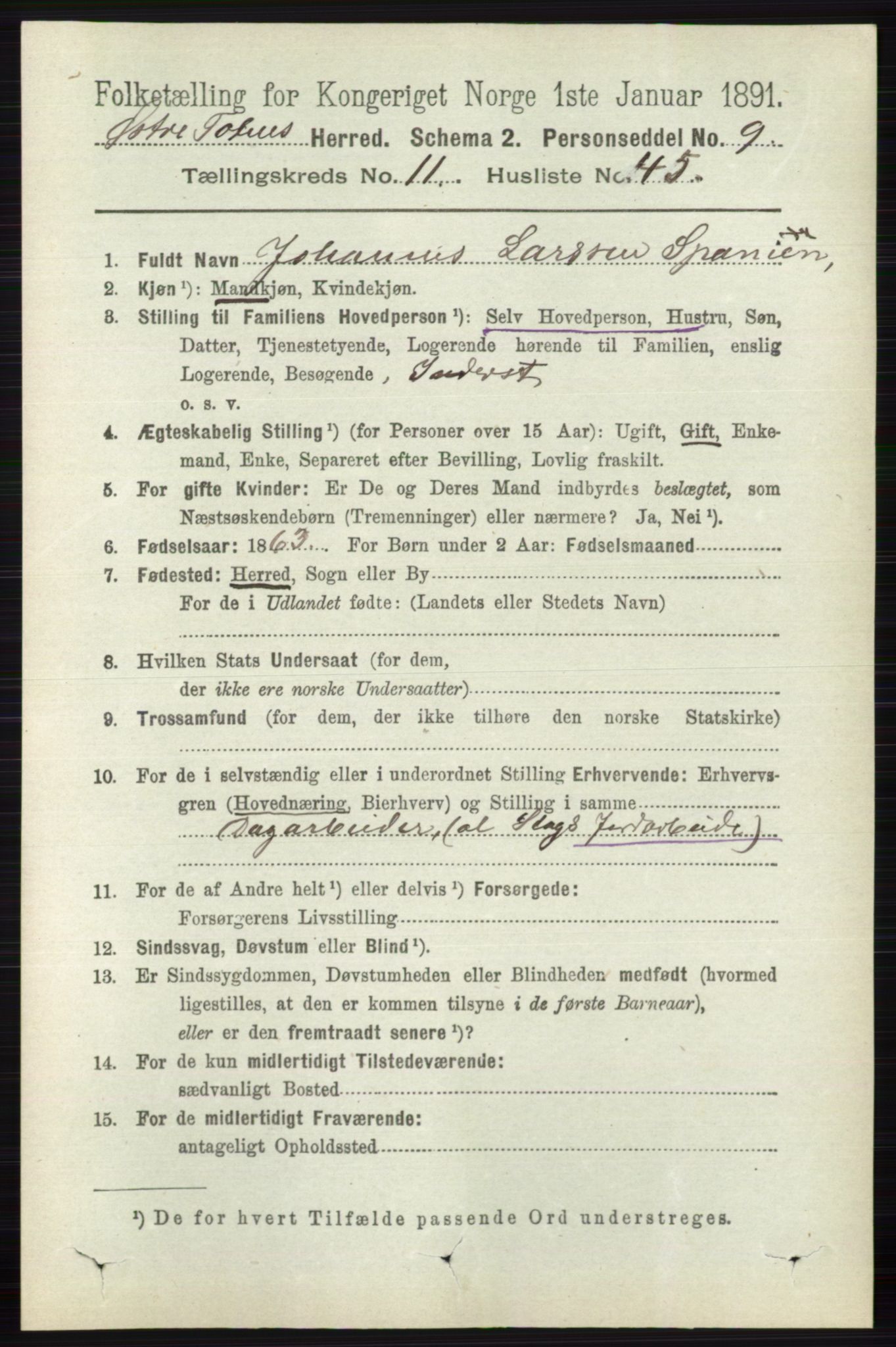 RA, 1891 census for 0528 Østre Toten, 1891, p. 7201