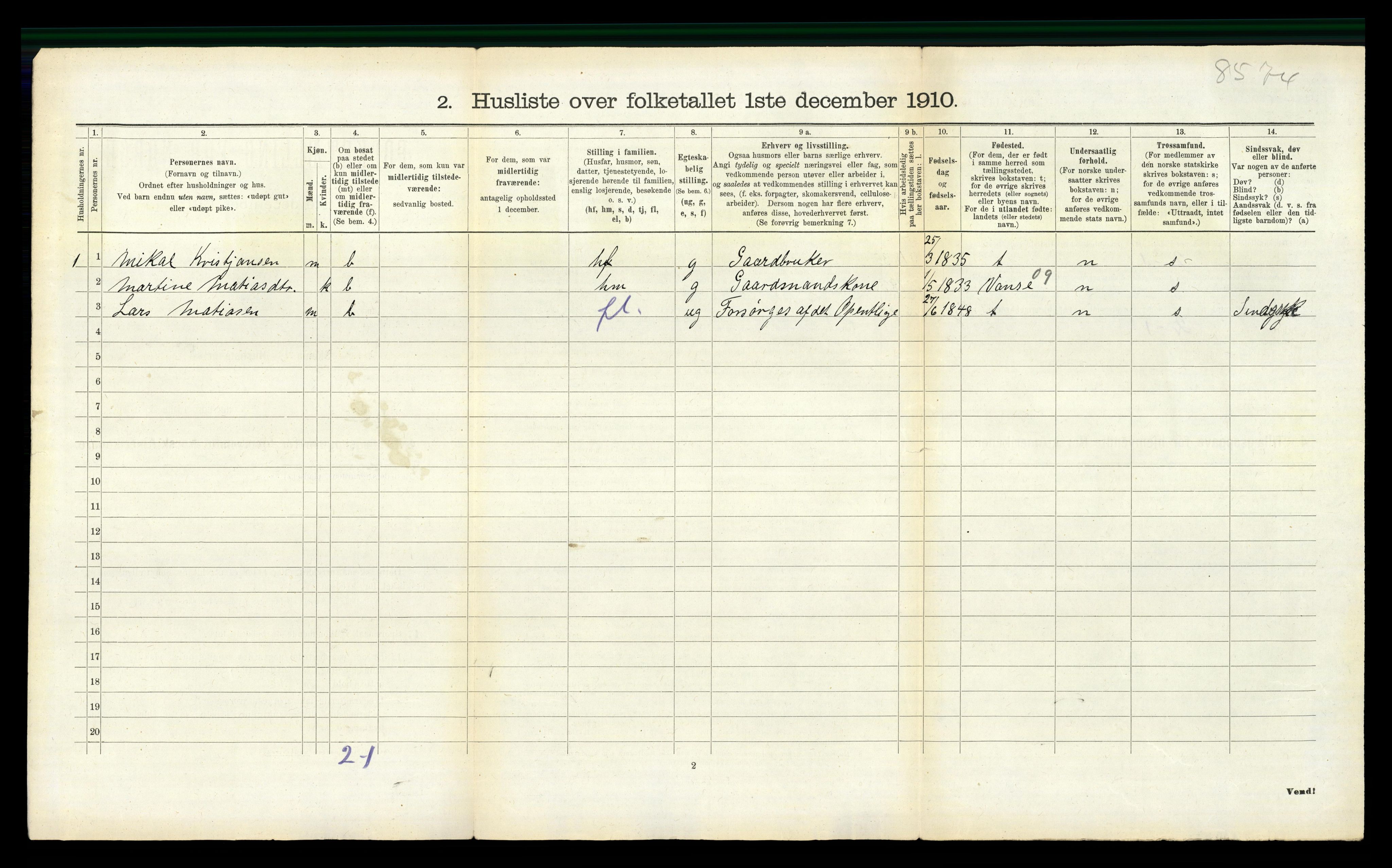 RA, 1910 census for Liknes, 1910, p. 153