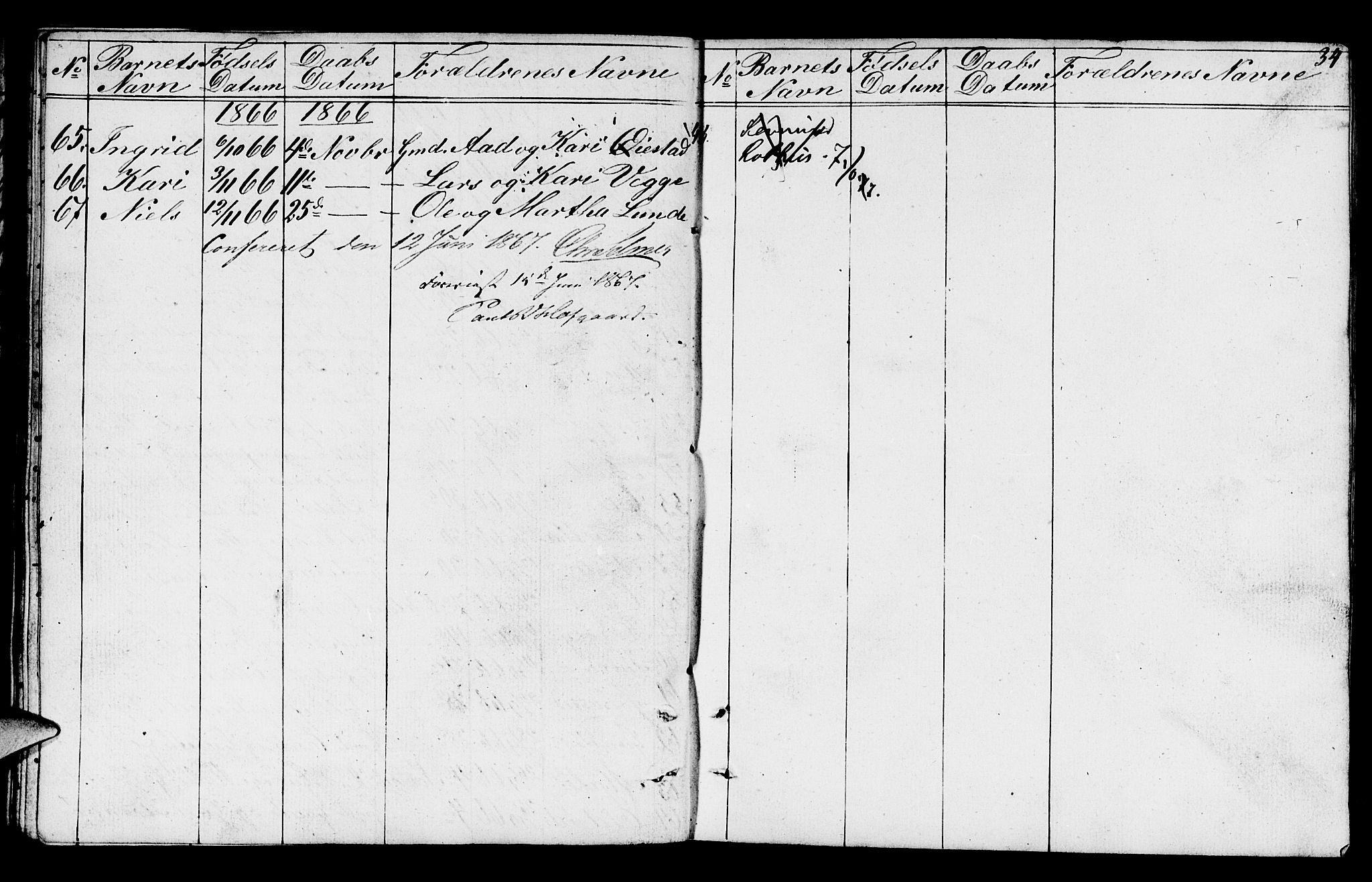 Suldal sokneprestkontor, SAST/A-101845/01/V/L0003: Parish register (copy) no. B 3, 1848-1866, p. 34