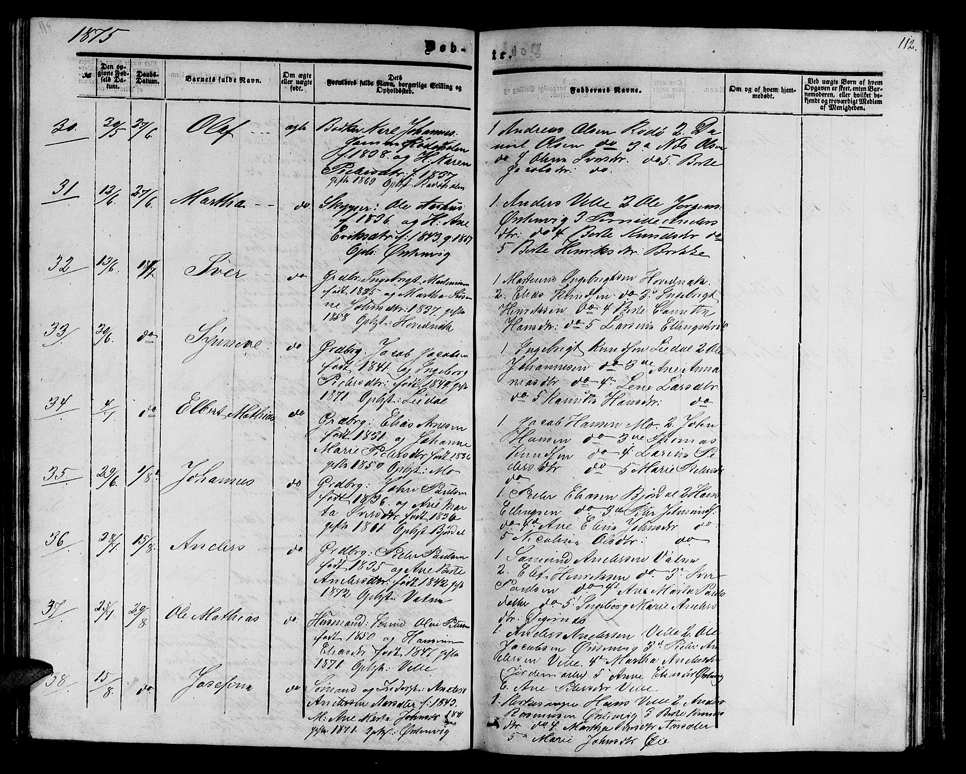 Ministerialprotokoller, klokkerbøker og fødselsregistre - Møre og Romsdal, AV/SAT-A-1454/513/L0188: Parish register (copy) no. 513C02, 1865-1882, p. 112