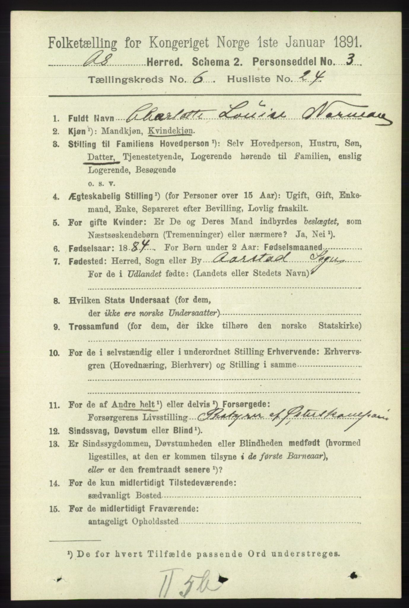 RA, 1891 census for 1243 Os, 1891, p. 1574