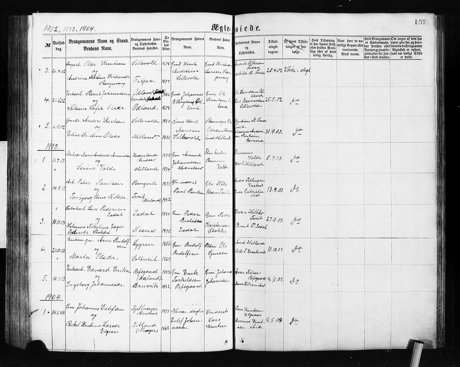 Alversund Sokneprestembete, SAB/A-73901/H/Ha/Hab: Parish register (copy) no. A 2, 1864-1905, p. 157