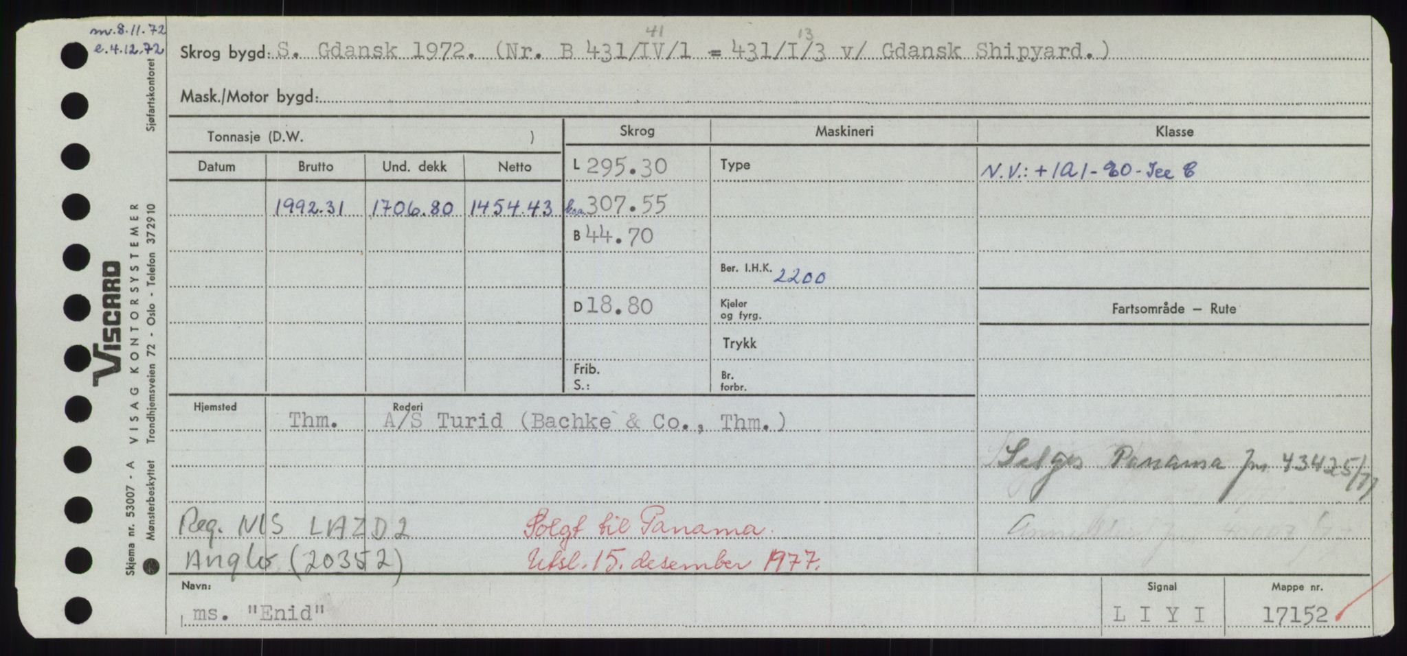 Sjøfartsdirektoratet med forløpere, Skipsmålingen, RA/S-1627/H/Hd/L0009: Fartøy, E, p. 437