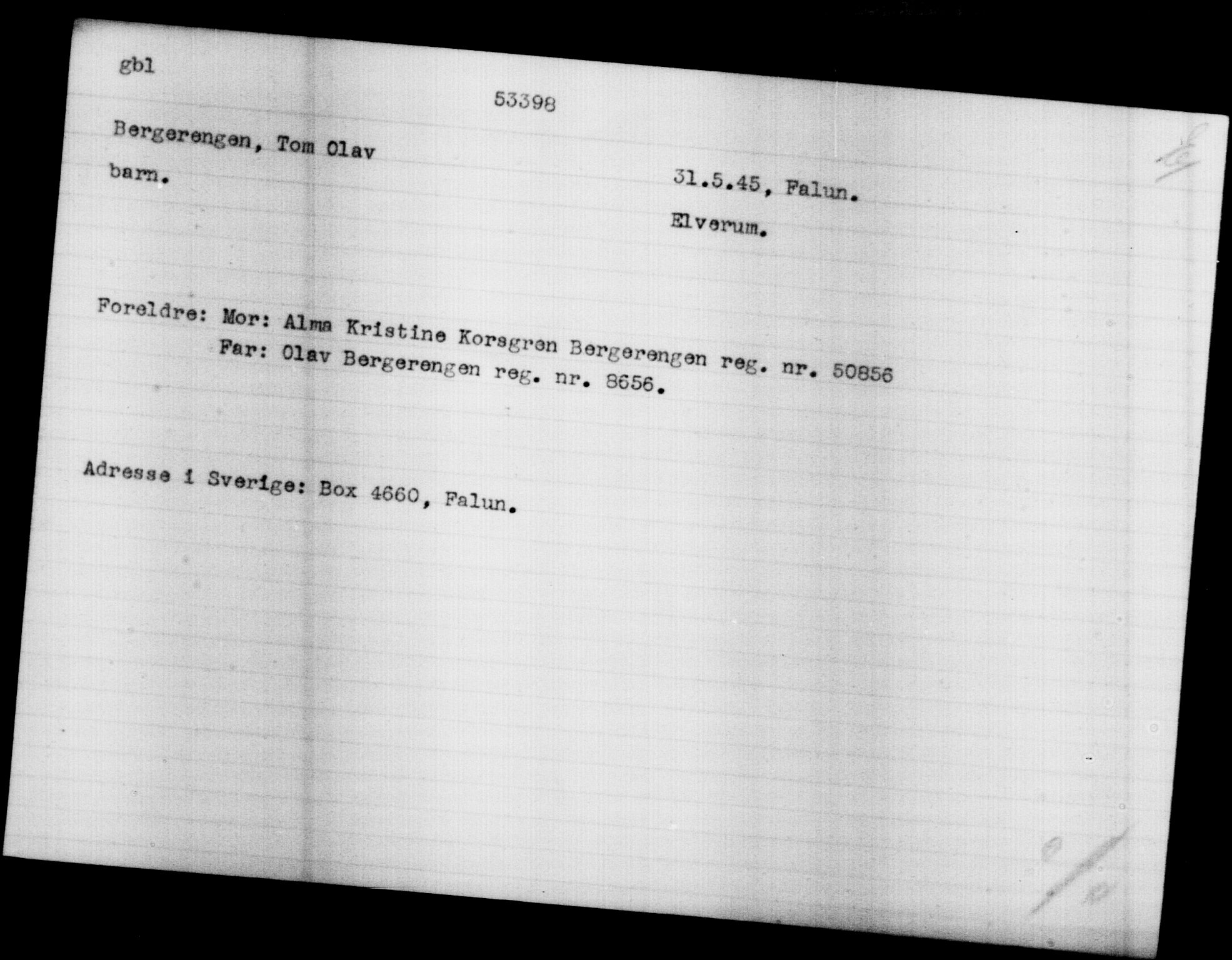 Utenriksstasjonene, Legasjonen i Stockholm, Flyktningkontoret, AV/RA-S-6753/V/Va/L0019: Kjesäterkartoteket, flyktninger med registreringsnr. 49600-55060, 1940-1945, p. 2859