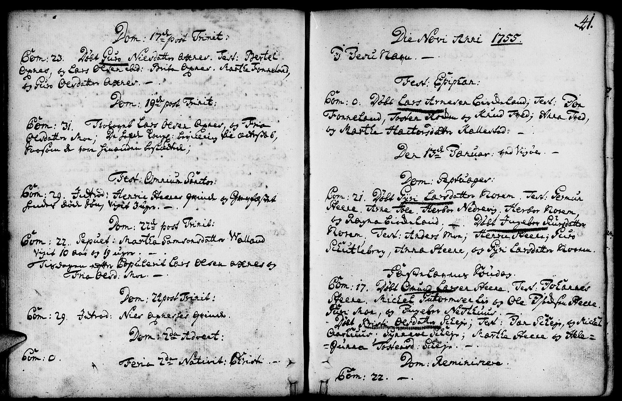 Kvam sokneprestembete, AV/SAB-A-76201/H/Haa: Parish register (official) no. A 3, 1743-1795, p. 41