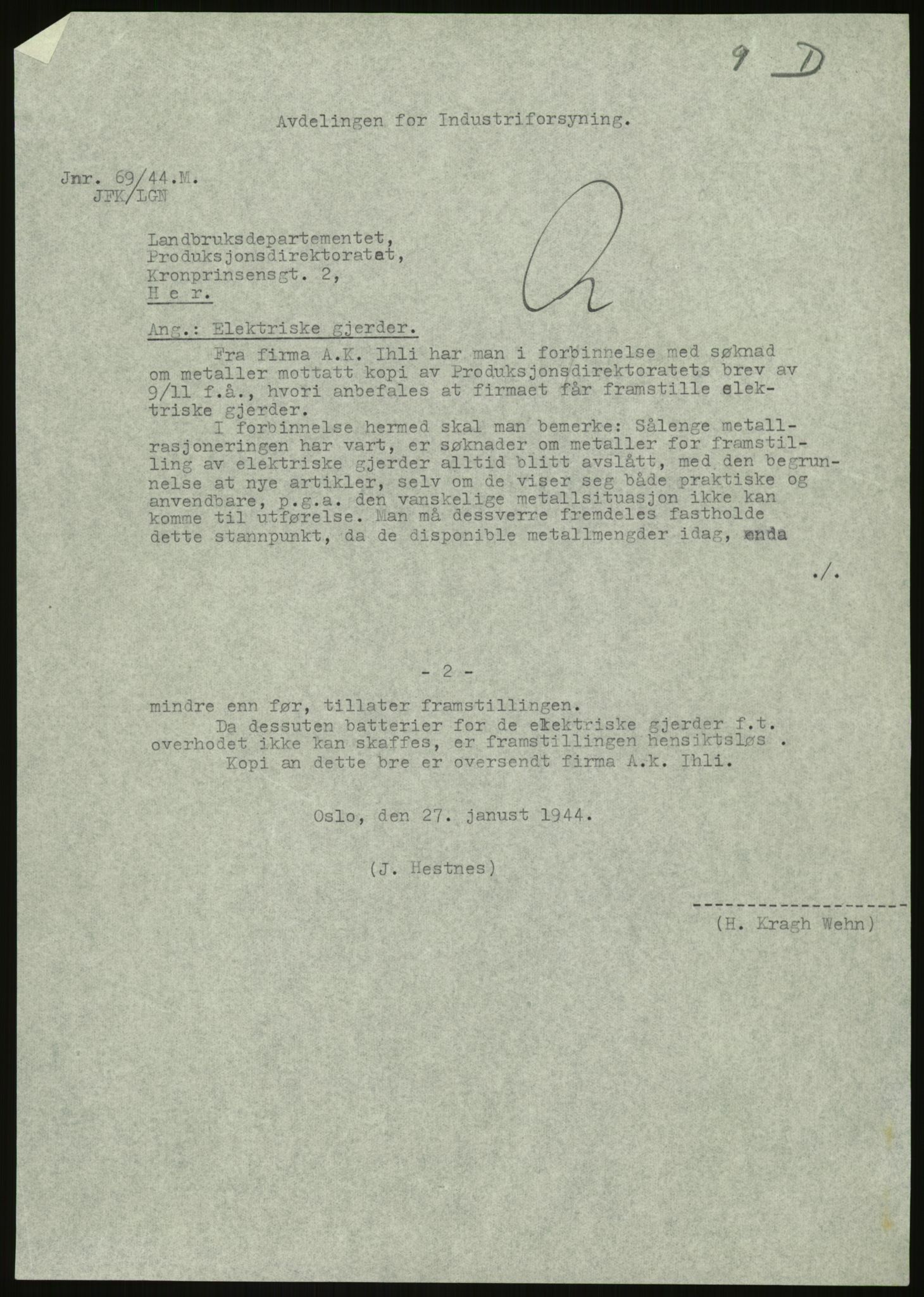 Direktoratet for industriforsyning, Sekretariatet, AV/RA-S-4153/D/Df/L0054: 9. Metallkontoret, 1940-1945, p. 473