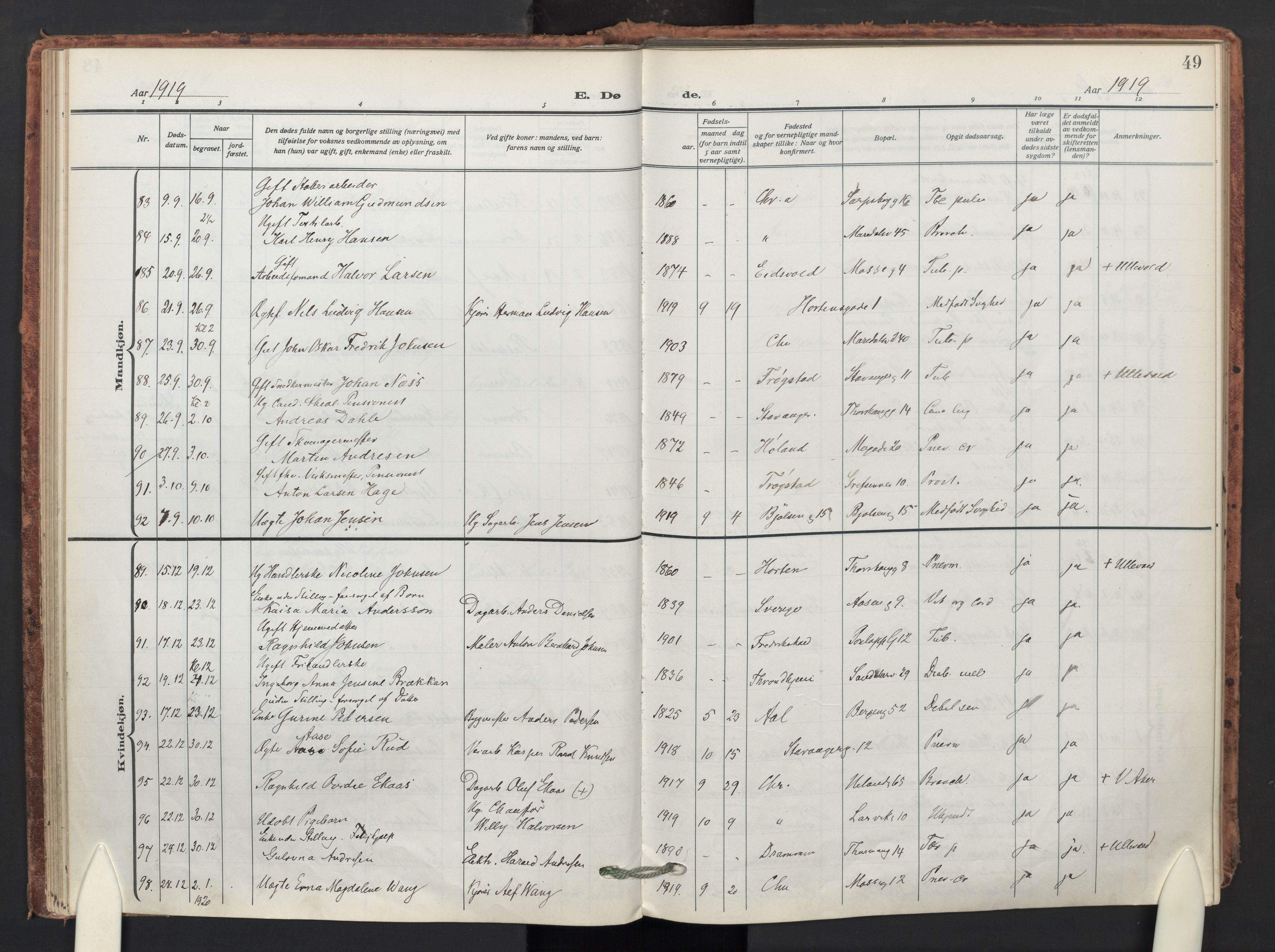 Sagene prestekontor Kirkebøker, AV/SAO-A-10796/F/L0012: Parish register (official) no. 12, 1916-1938, p. 49