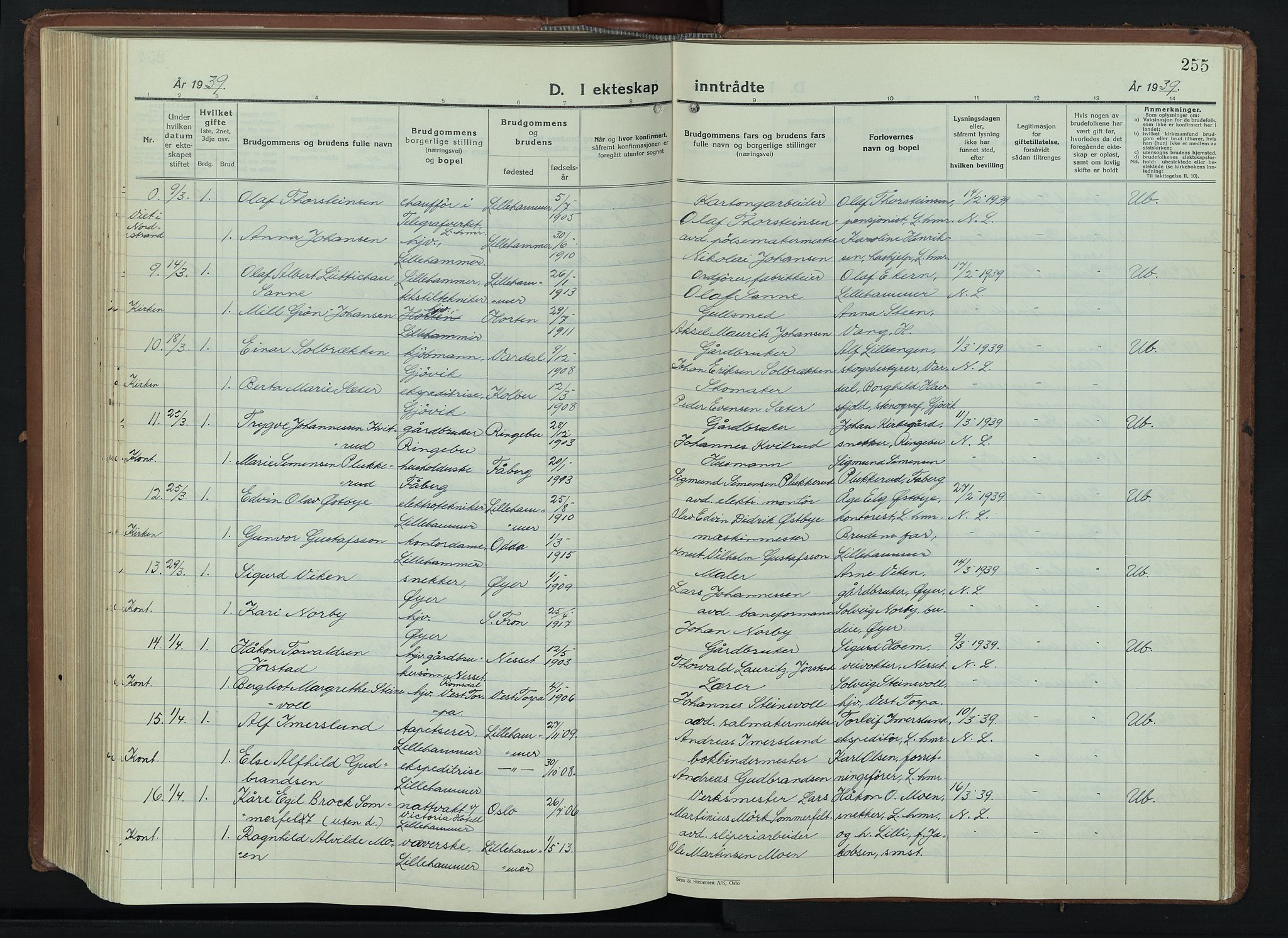 Lillehammer prestekontor, SAH/PREST-088/H/Ha/Hab/L0003: Parish register (copy) no. 3, 1927-1943, p. 255
