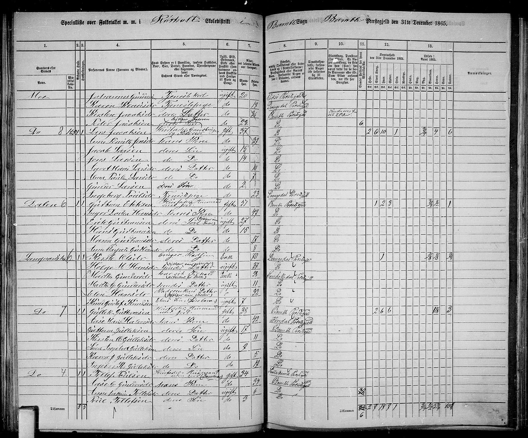 RA, 1865 census for Bamble, 1865, p. 89