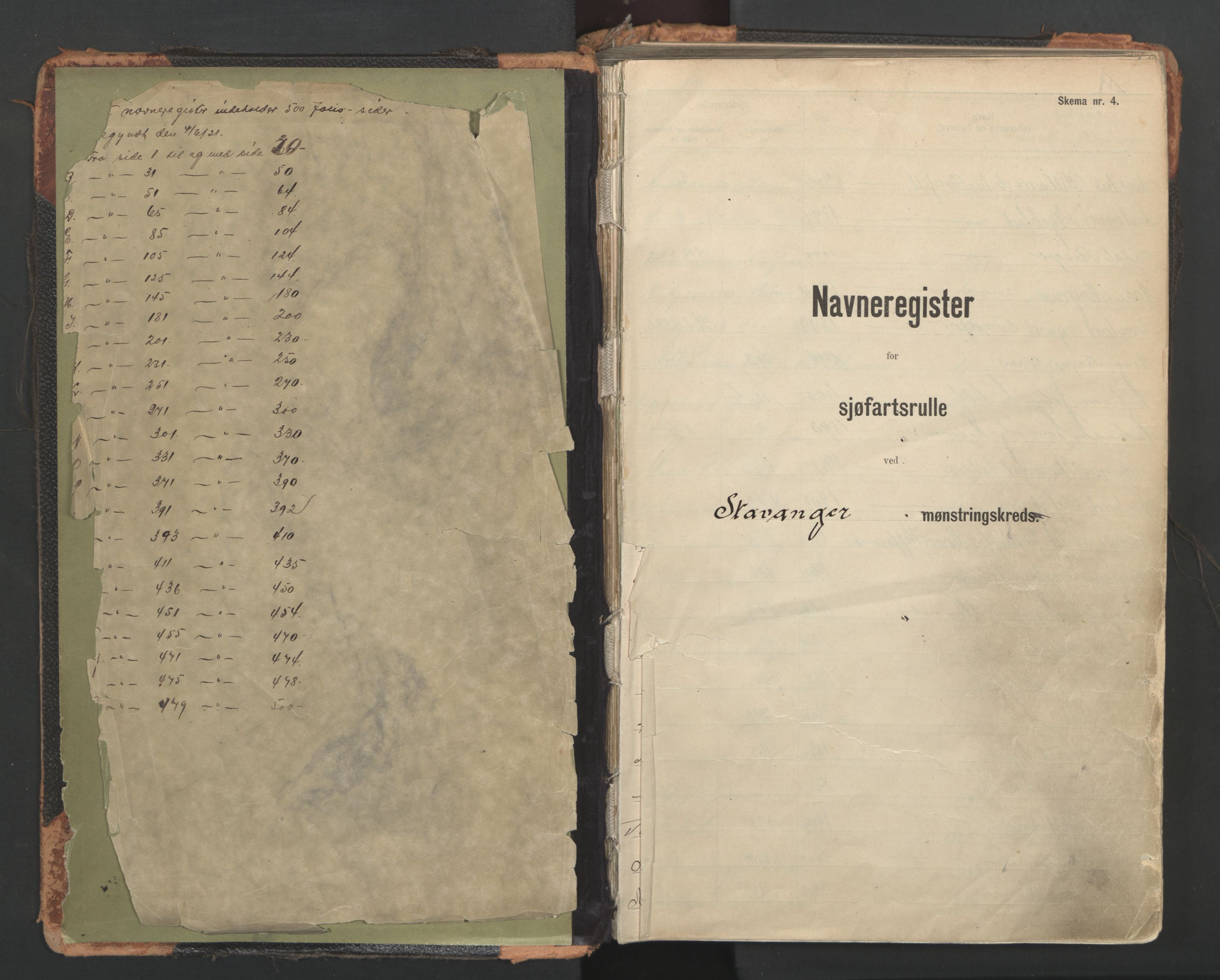 Stavanger sjømannskontor, AV/SAST-A-102006/F/Fb/Fba/L0005: Navneregister sjøfartsruller, etternavnsregister til hovedrulle 1921, 1921-1947, p. 2