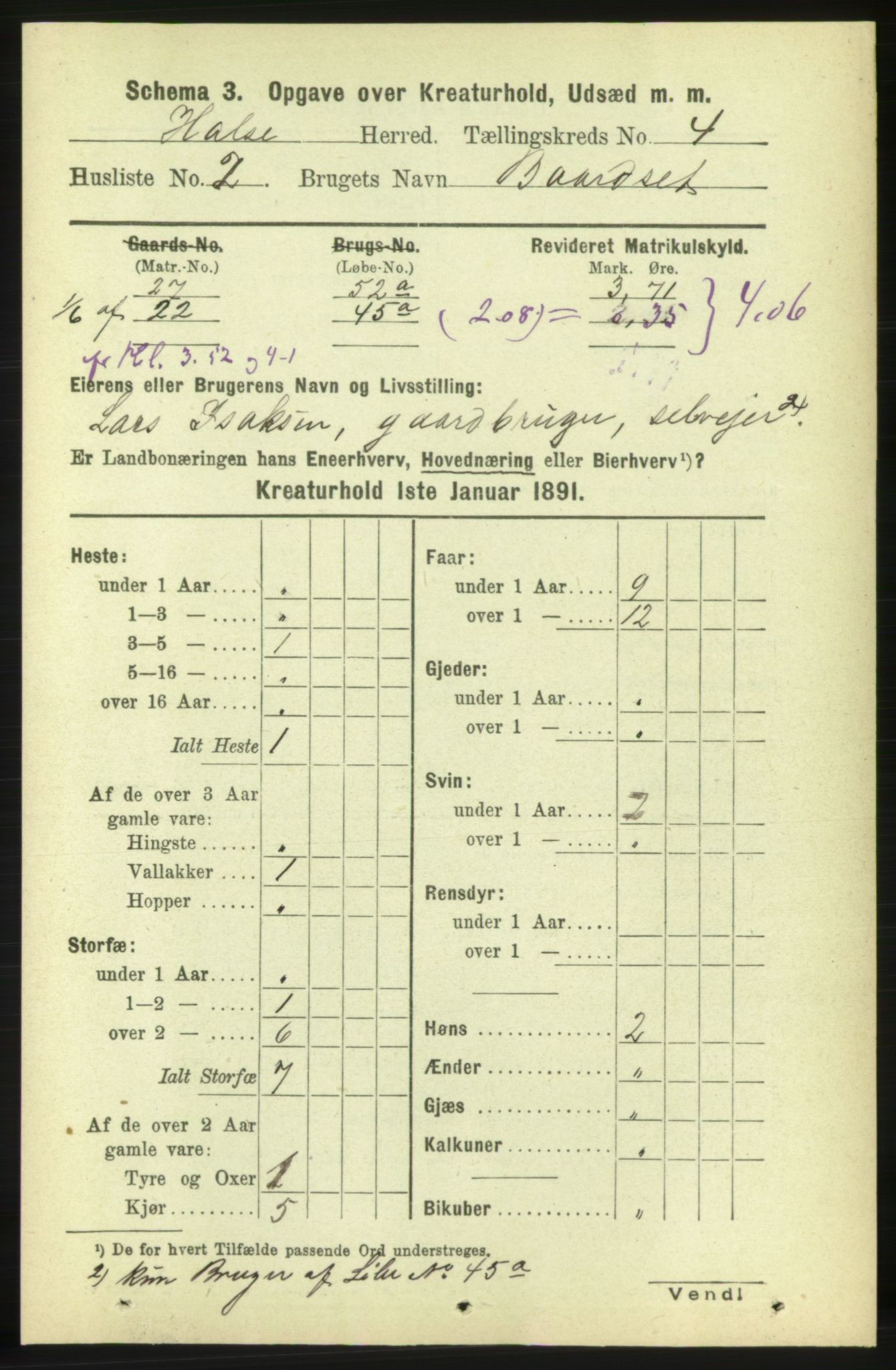 RA, 1891 census for 1571 Halsa, 1891, p. 2084