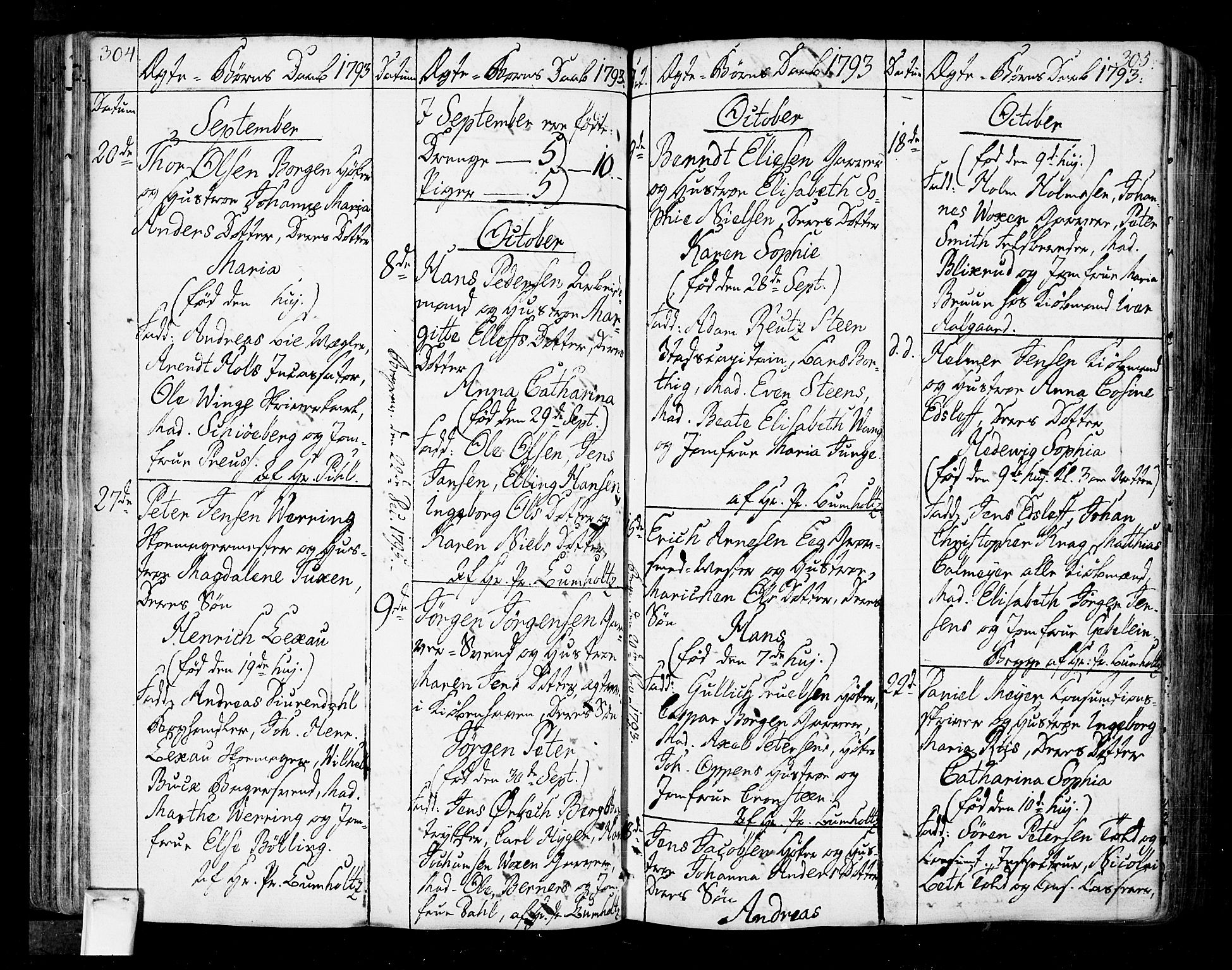 Oslo domkirke Kirkebøker, SAO/A-10752/F/Fa/L0005: Parish register (official) no. 5, 1787-1806, p. 304-305