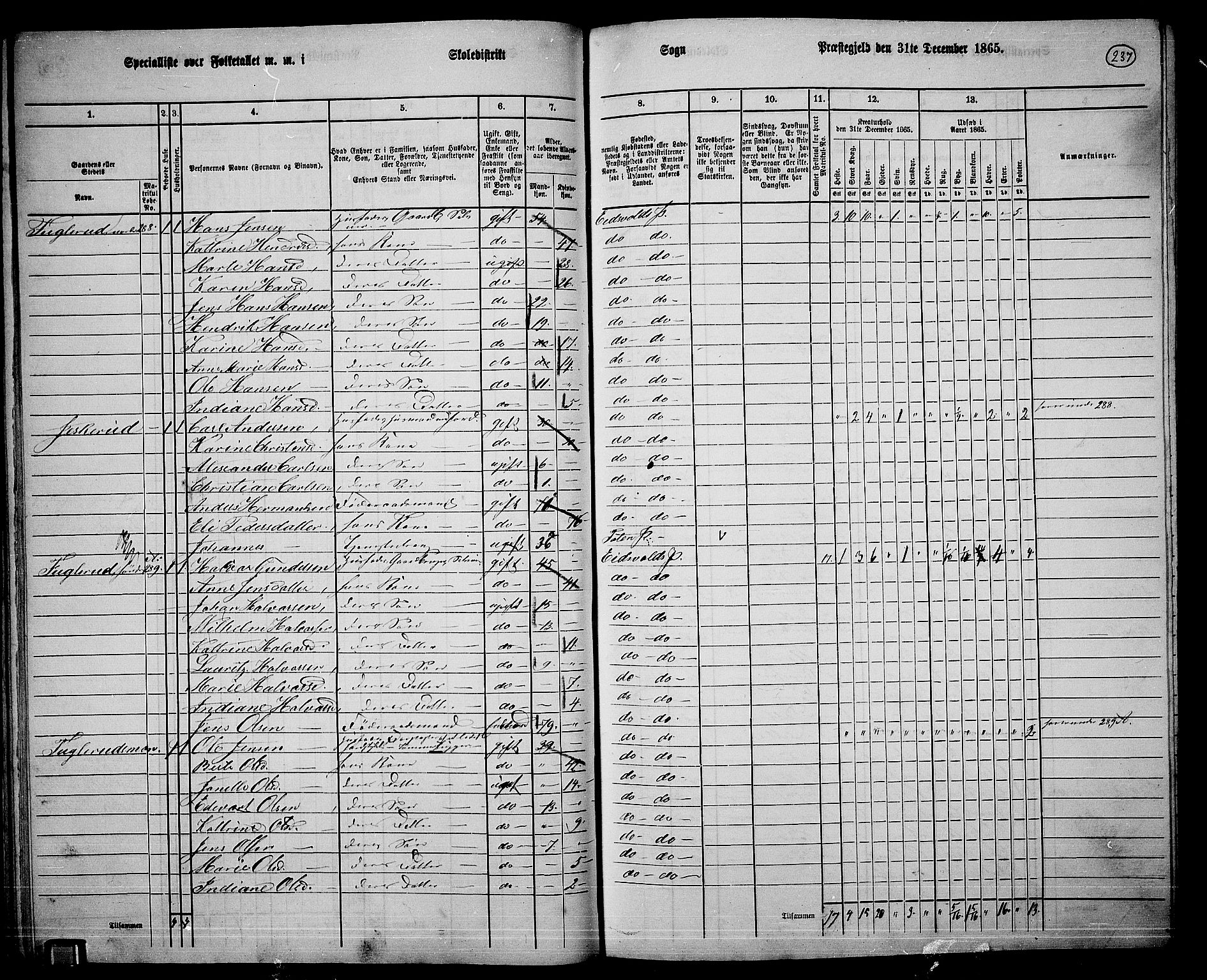 RA, 1865 census for Eidsvoll, 1865, p. 212