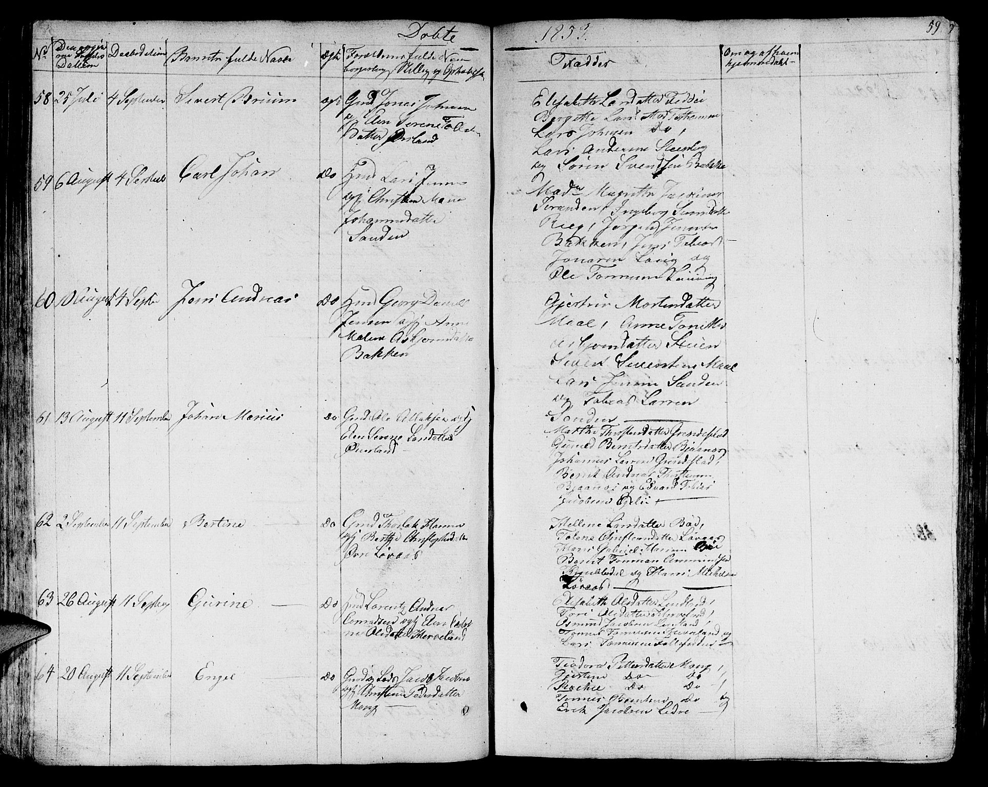 Sokndal sokneprestkontor, AV/SAST-A-101808: Parish register (copy) no. B 2, 1849-1865, p. 59