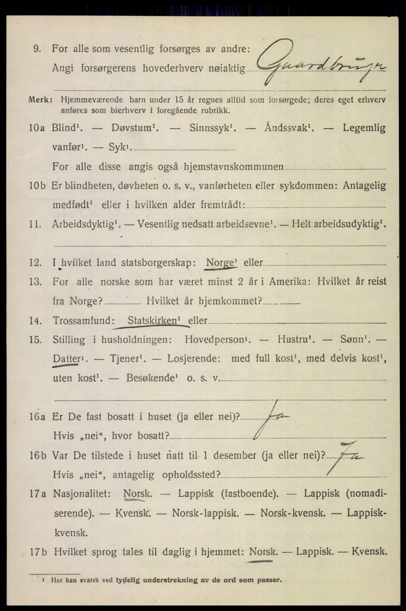 SAT, 1920 census for Beiarn, 1920, p. 1741