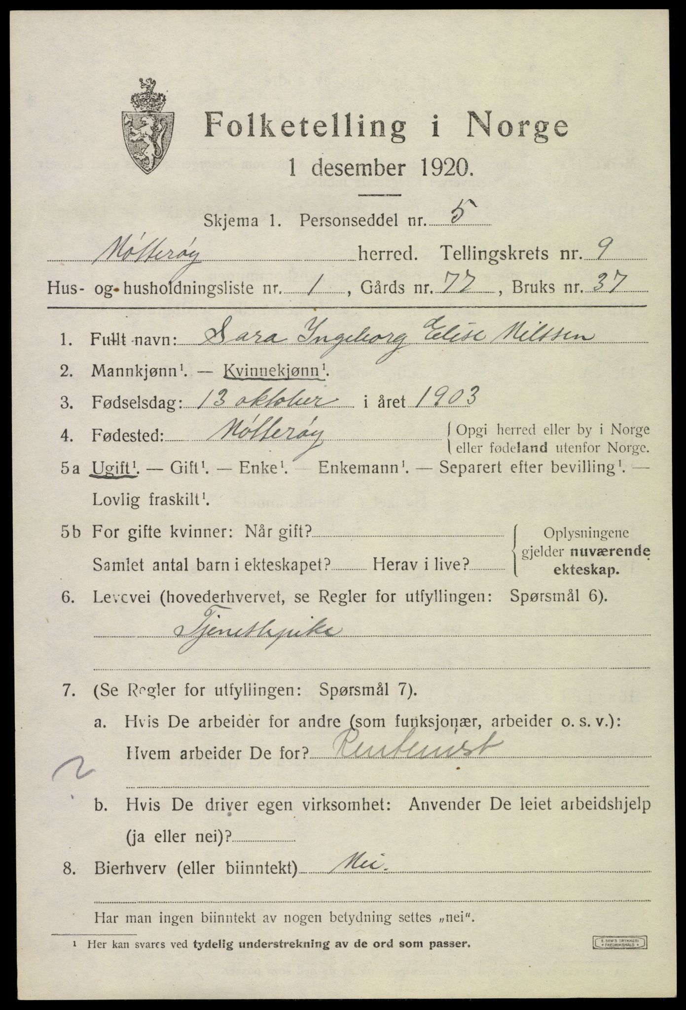 SAKO, 1920 census for Nøtterøy, 1920, p. 11505