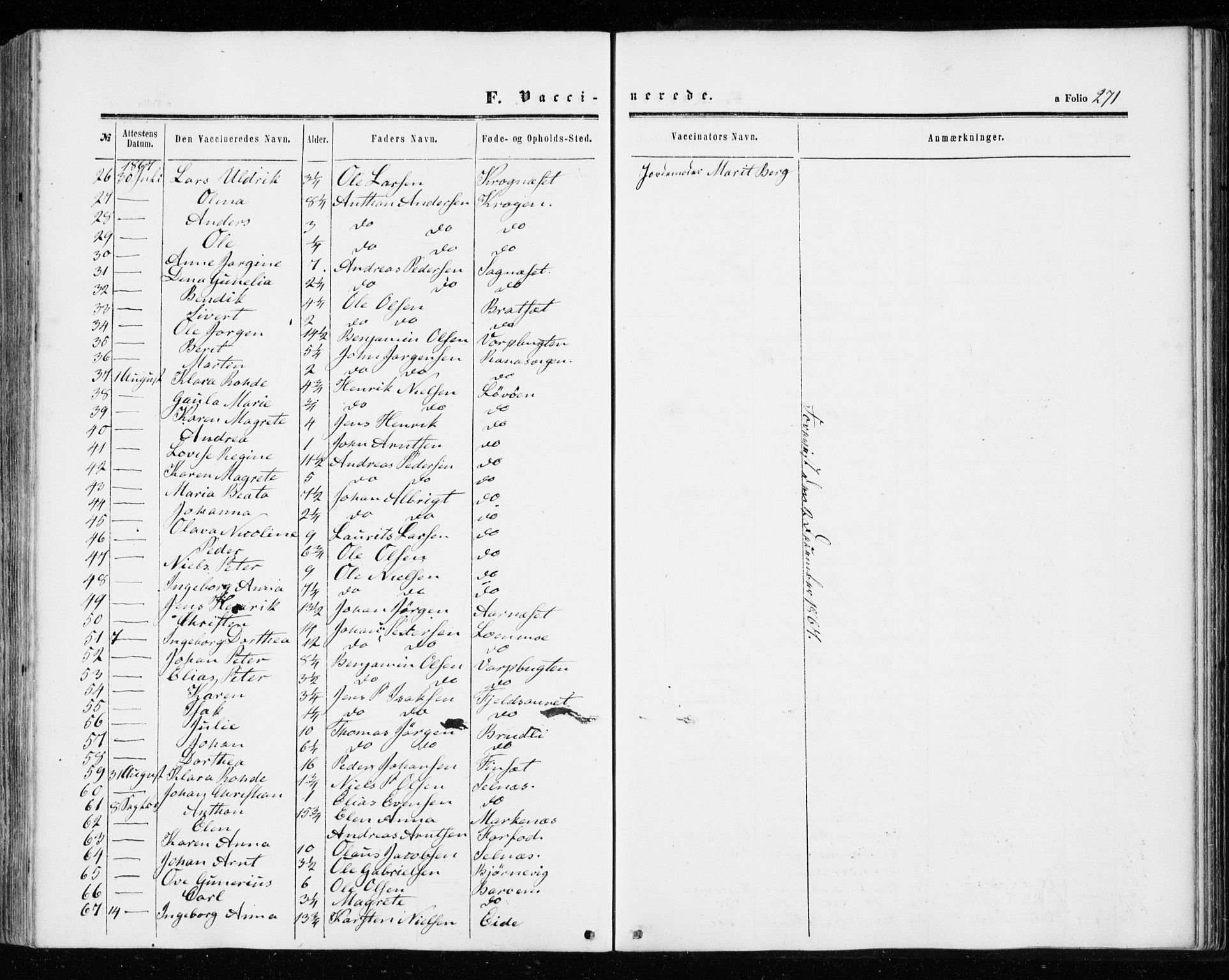 Ministerialprotokoller, klokkerbøker og fødselsregistre - Sør-Trøndelag, SAT/A-1456/655/L0678: Parish register (official) no. 655A07, 1861-1873, p. 271