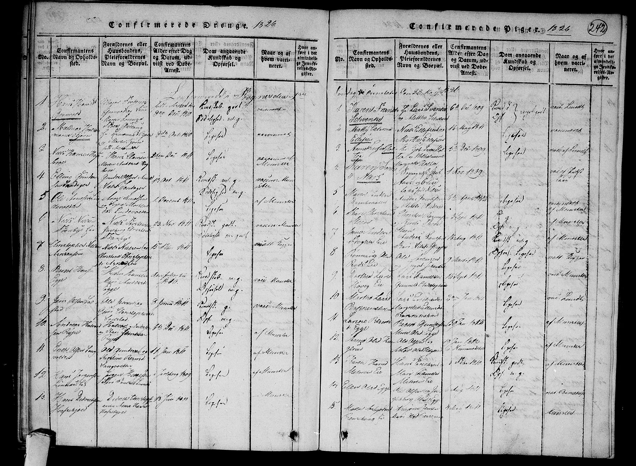 Lier kirkebøker, SAKO/A-230/F/Fa/L0009: Parish register (official) no. I 9, 1824-1827, p. 242