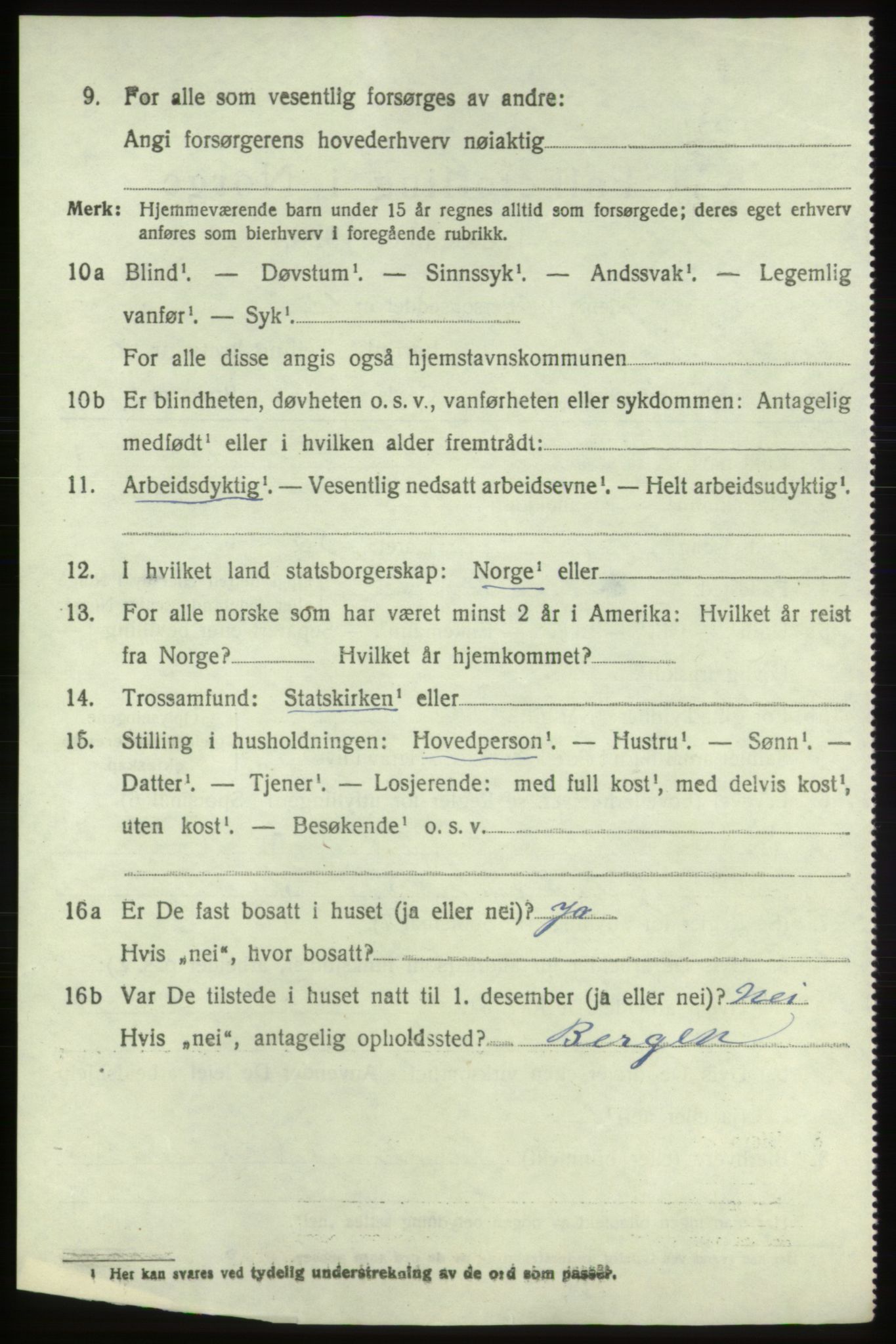 SAB, 1920 census for Valestrand, 1920, p. 2260