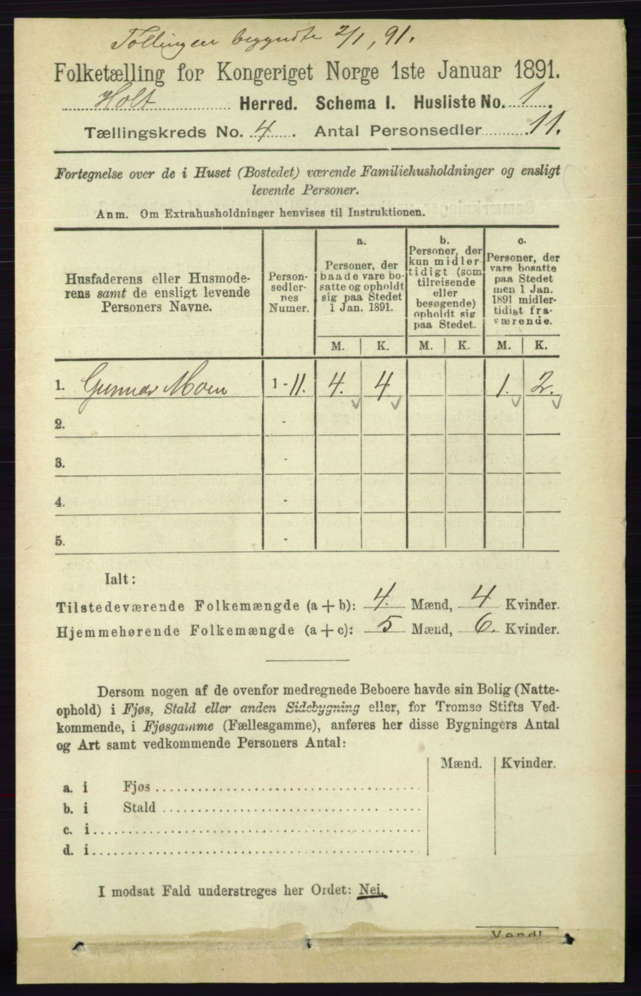 RA, 1891 census for 0914 Holt, 1891, p. 1544