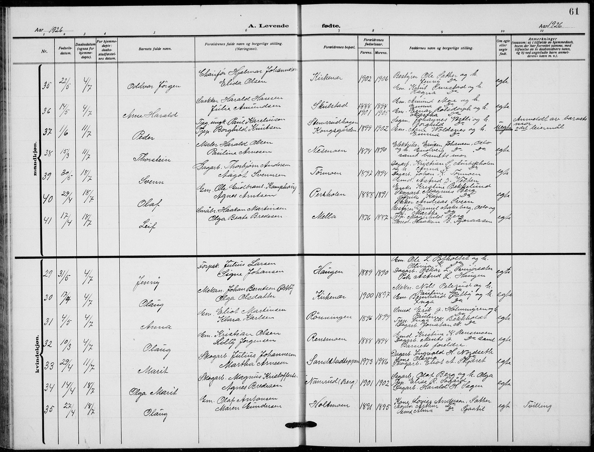 Grue prestekontor, AV/SAH-PREST-036/H/Ha/Hab/L0008: Parish register (copy) no. 8, 1921-1934, p. 61