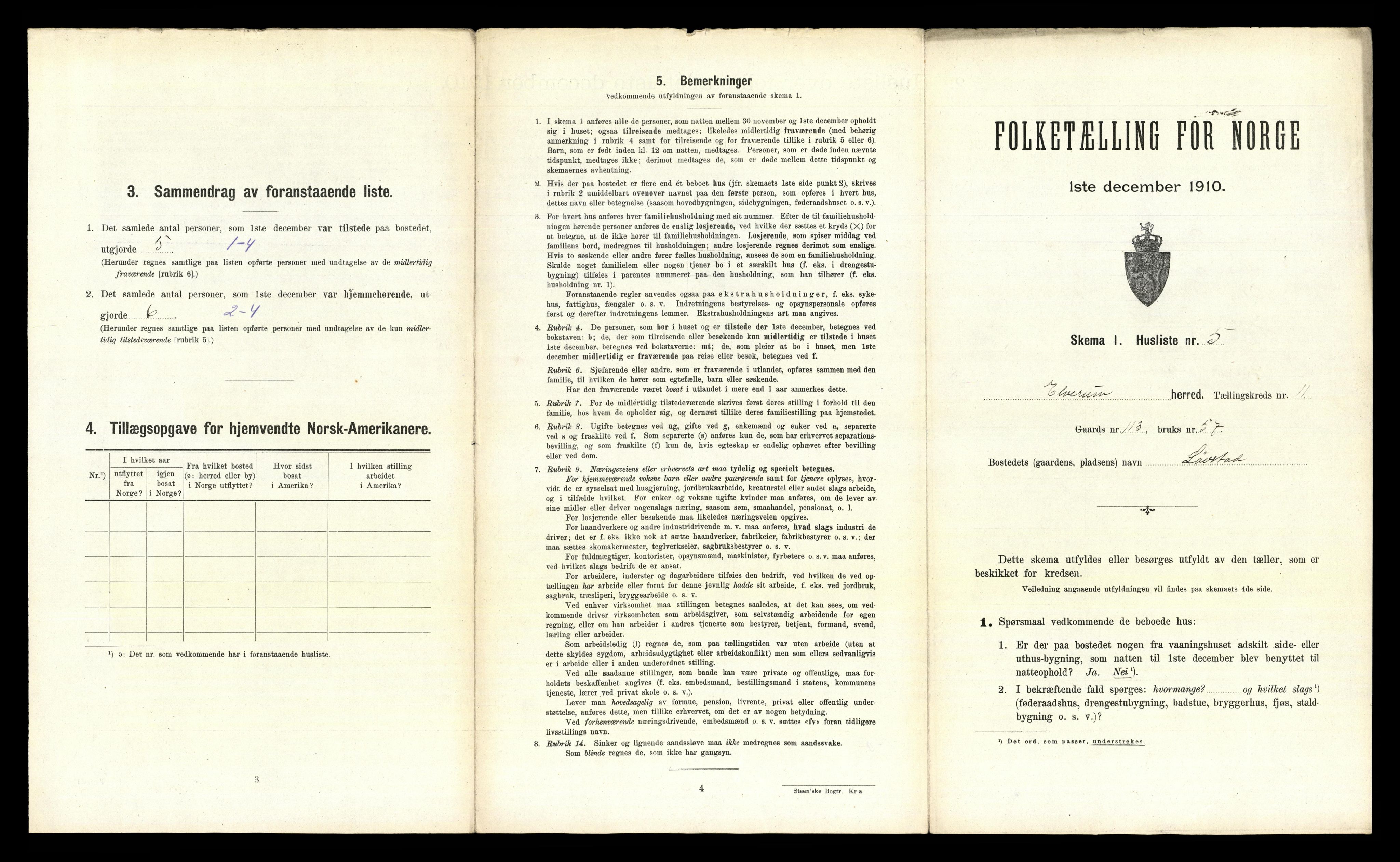 RA, 1910 census for Elverum, 1910, p. 1935