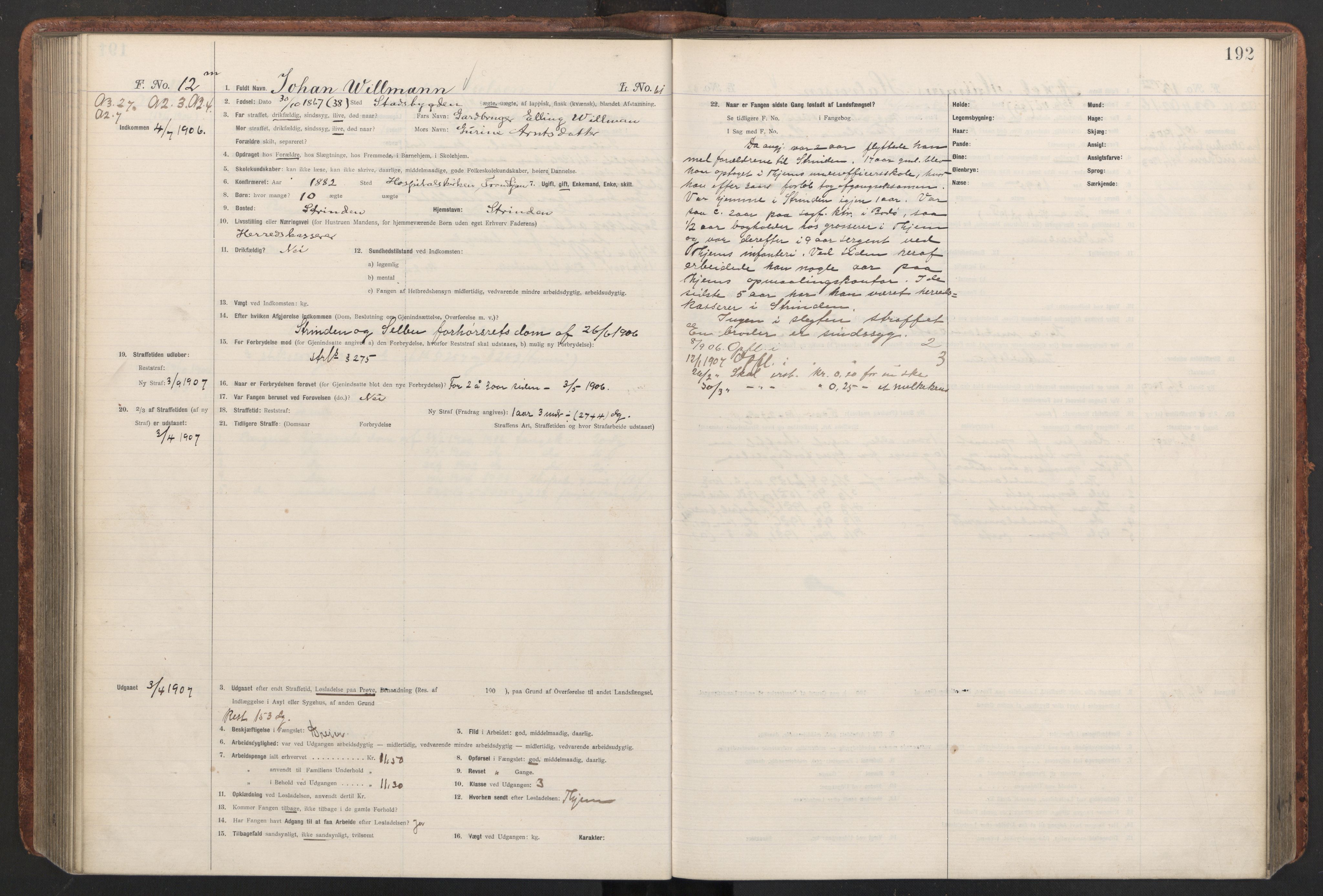 Botsfengslet, AV/RA-S-1539/D/Db/Dbb/L0040: 821l - 171m, 1905-1907, p. 192