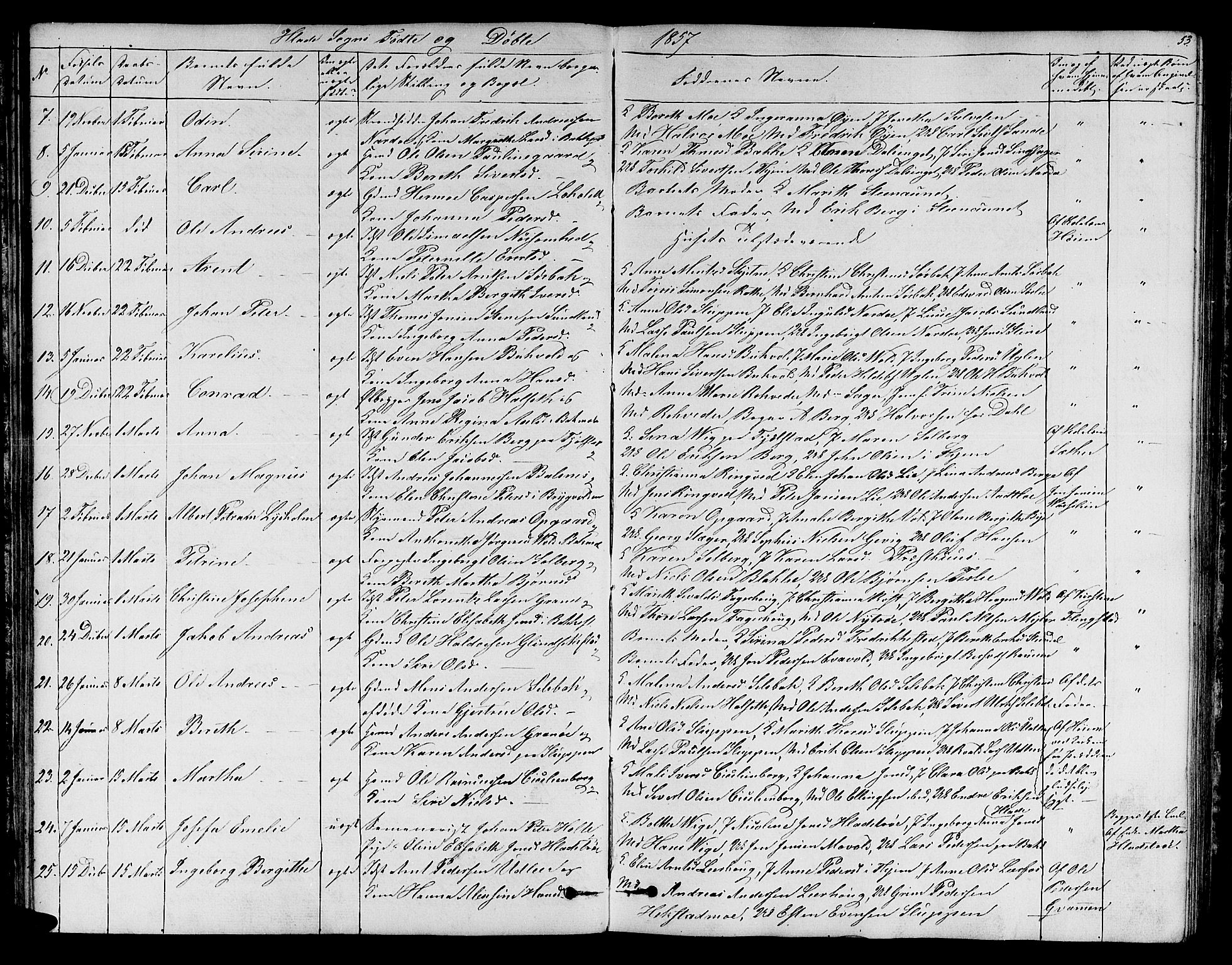 Ministerialprotokoller, klokkerbøker og fødselsregistre - Sør-Trøndelag, SAT/A-1456/606/L0310: Parish register (copy) no. 606C06, 1850-1859, p. 53