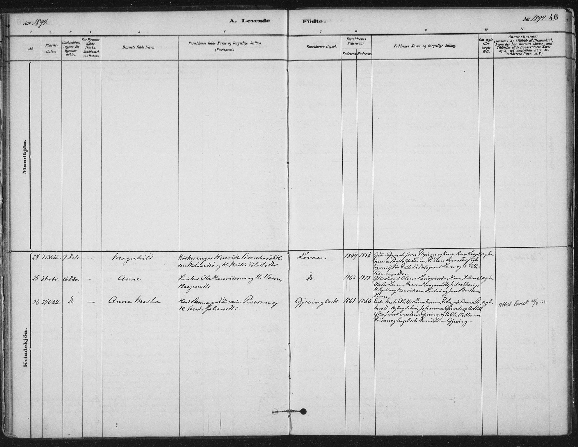 Ministerialprotokoller, klokkerbøker og fødselsregistre - Nord-Trøndelag, SAT/A-1458/710/L0095: Parish register (official) no. 710A01, 1880-1914, p. 46