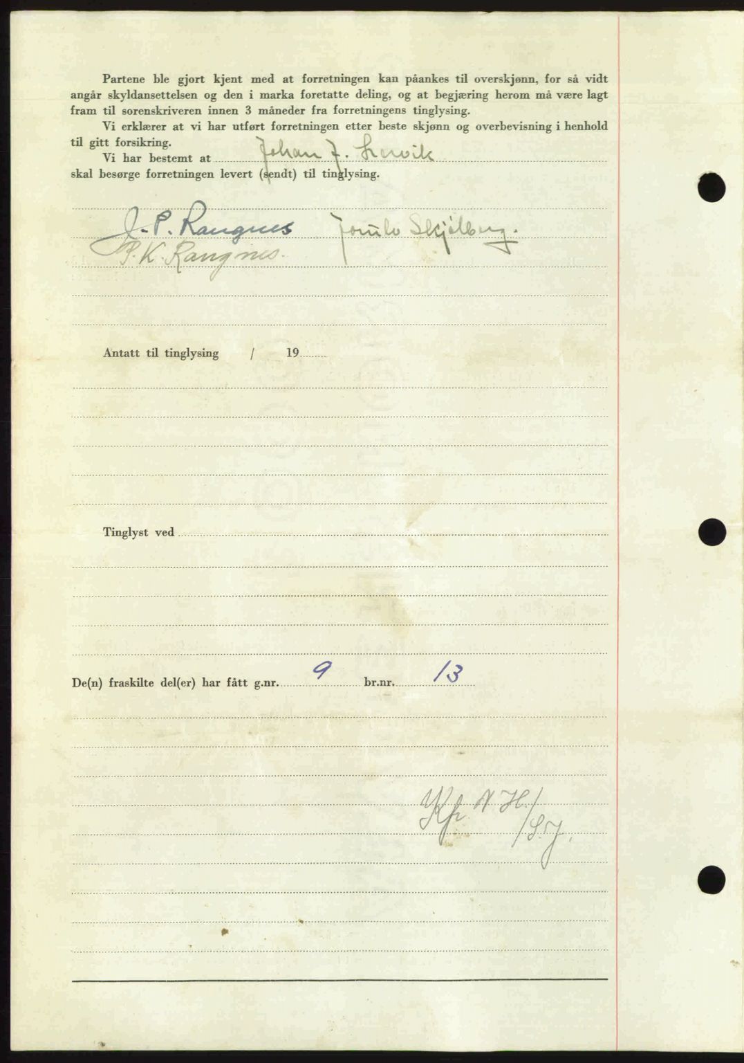 Nordmøre sorenskriveri, AV/SAT-A-4132/1/2/2Ca: Mortgage book no. A107, 1947-1948, Diary no: : 3081/1947