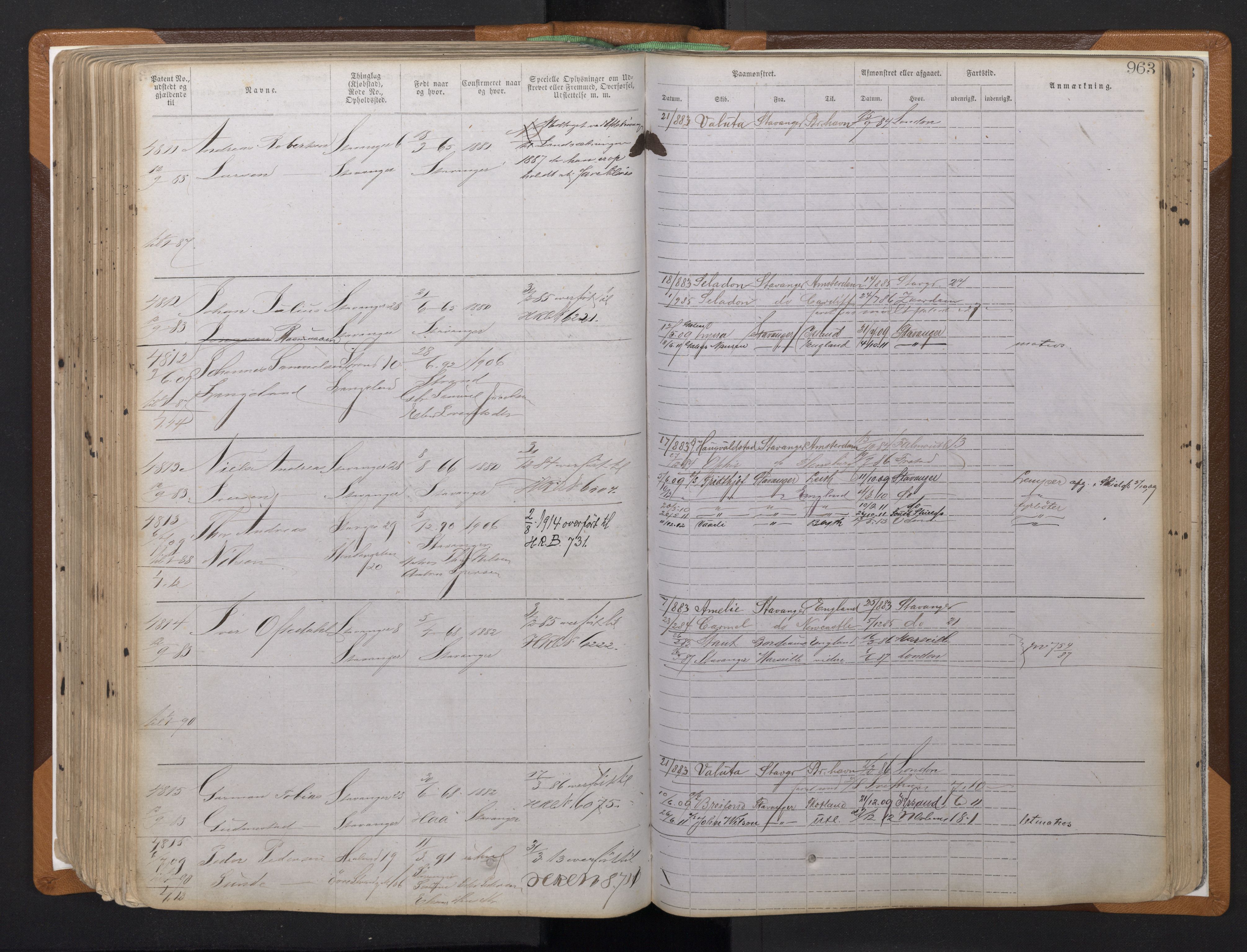 Stavanger sjømannskontor, AV/SAST-A-102006/F/Ff/L0010: Annotasjonsrulle, patentnr. 3605-5225 (dublett), 1878-1900, p. 245