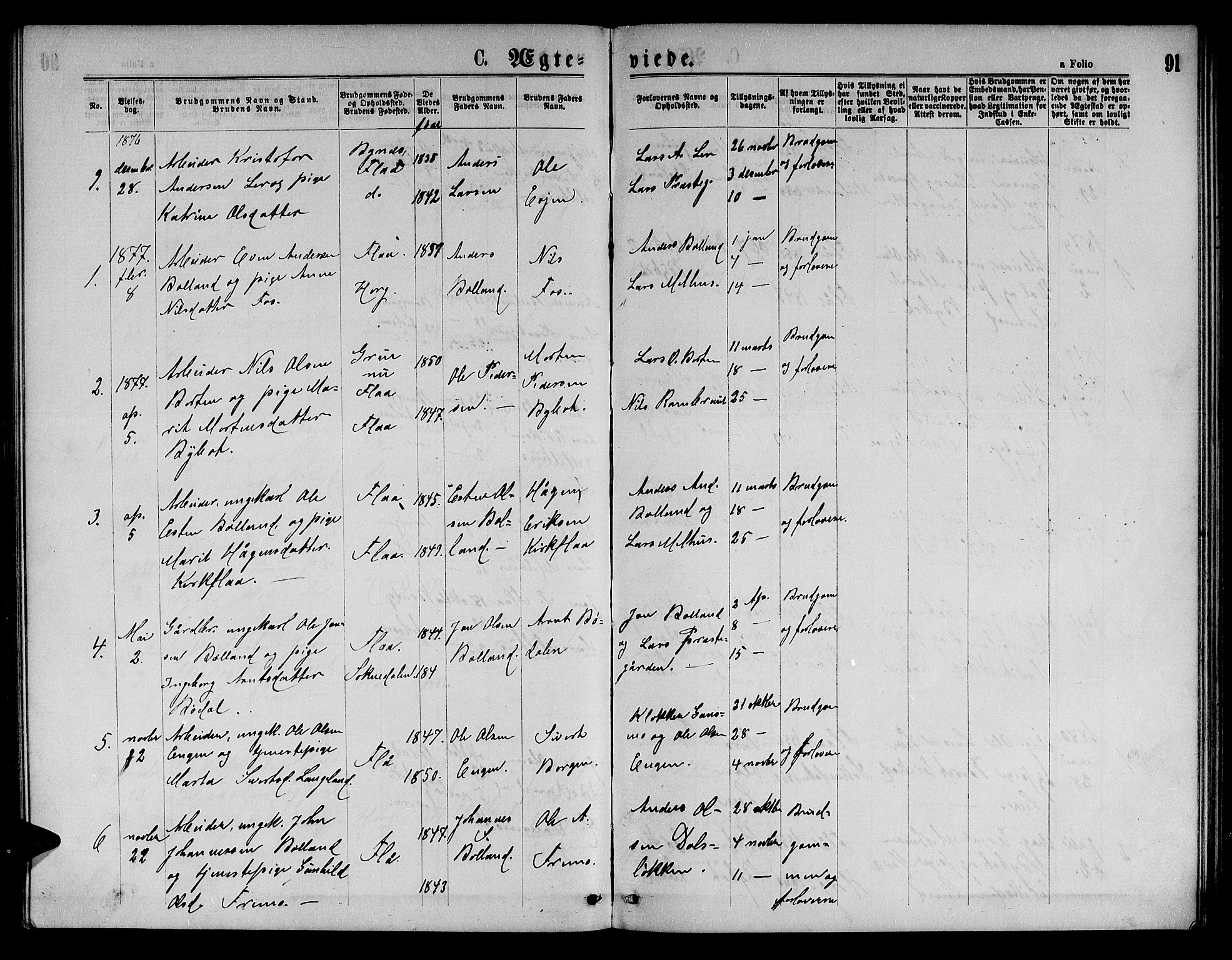 Ministerialprotokoller, klokkerbøker og fødselsregistre - Sør-Trøndelag, SAT/A-1456/693/L1122: Parish register (copy) no. 693C03, 1870-1886, p. 91