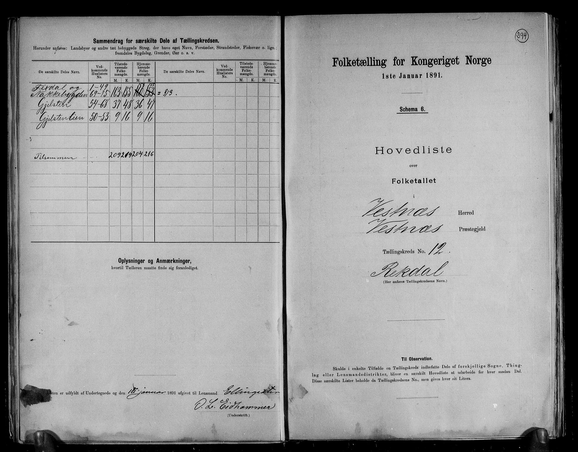 RA, 1891 census for 1535 Vestnes, 1891, p. 29