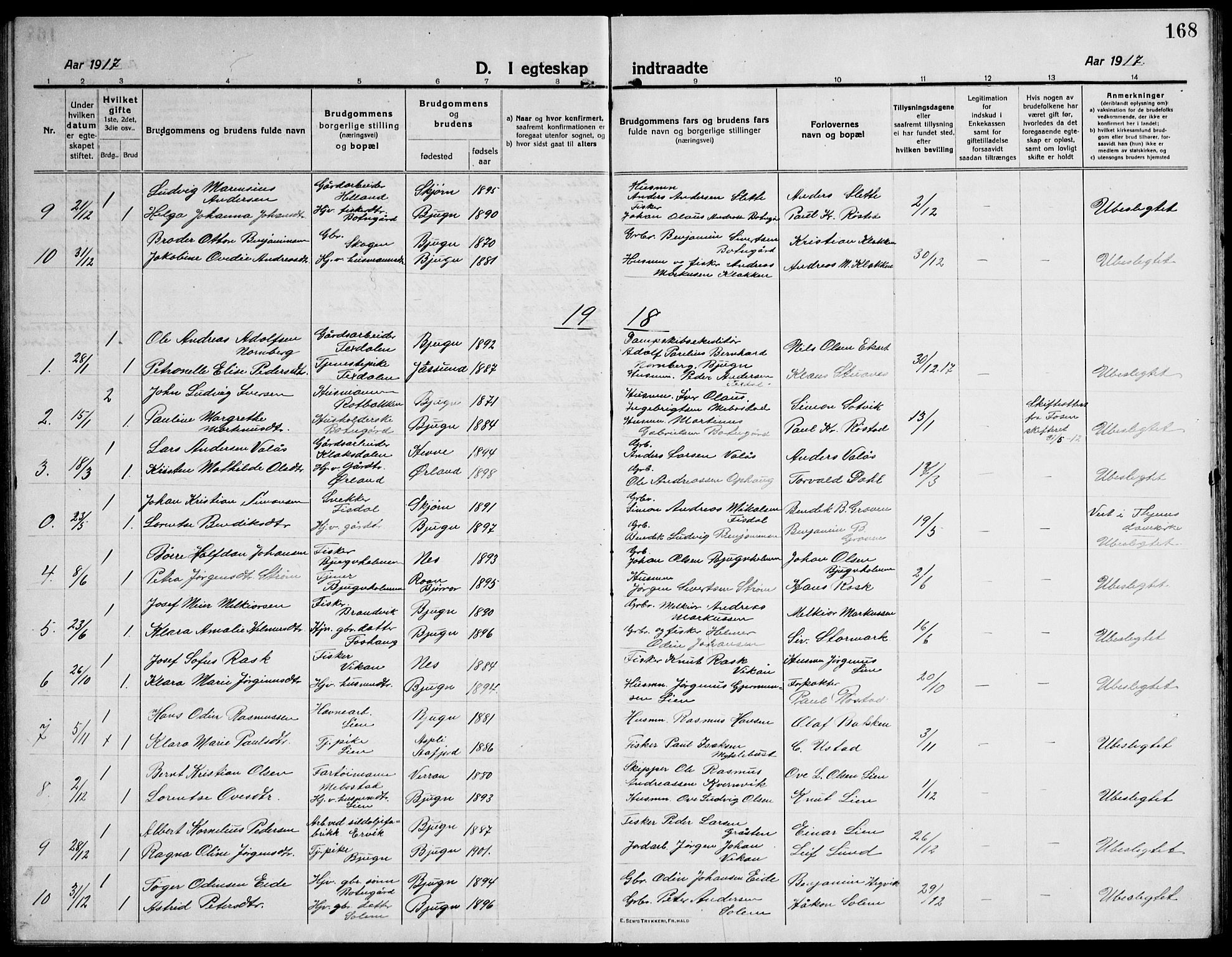 Ministerialprotokoller, klokkerbøker og fødselsregistre - Sør-Trøndelag, SAT/A-1456/651/L0648: Parish register (copy) no. 651C02, 1915-1945, p. 168