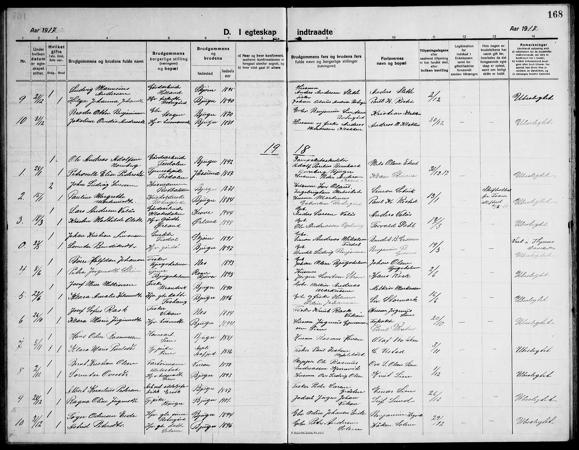 Ministerialprotokoller, klokkerbøker og fødselsregistre - Sør-Trøndelag, AV/SAT-A-1456/651/L0648: Parish register (copy) no. 651C02, 1915-1945, p. 168