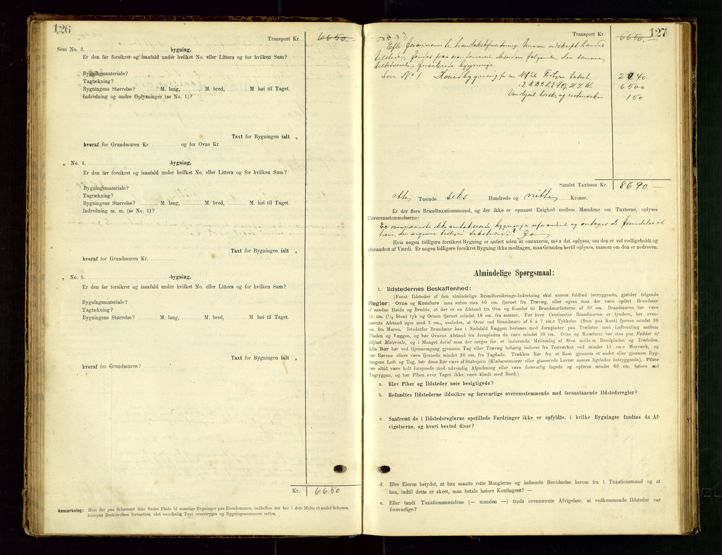 Hå lensmannskontor, SAST/A-100456/Goa/L0003: Takstprotokoll (skjema), 1895-1911, p. 126-127