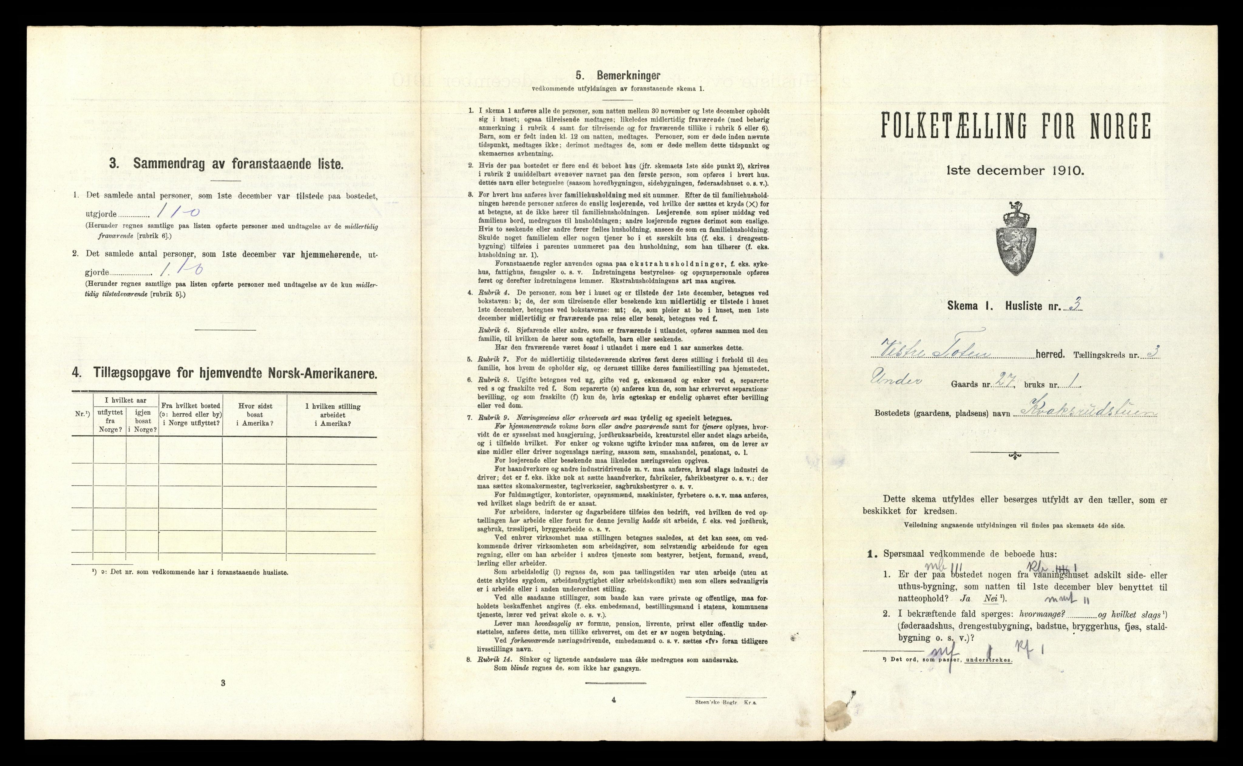 RA, 1910 census for Vestre Toten, 1910, p. 373