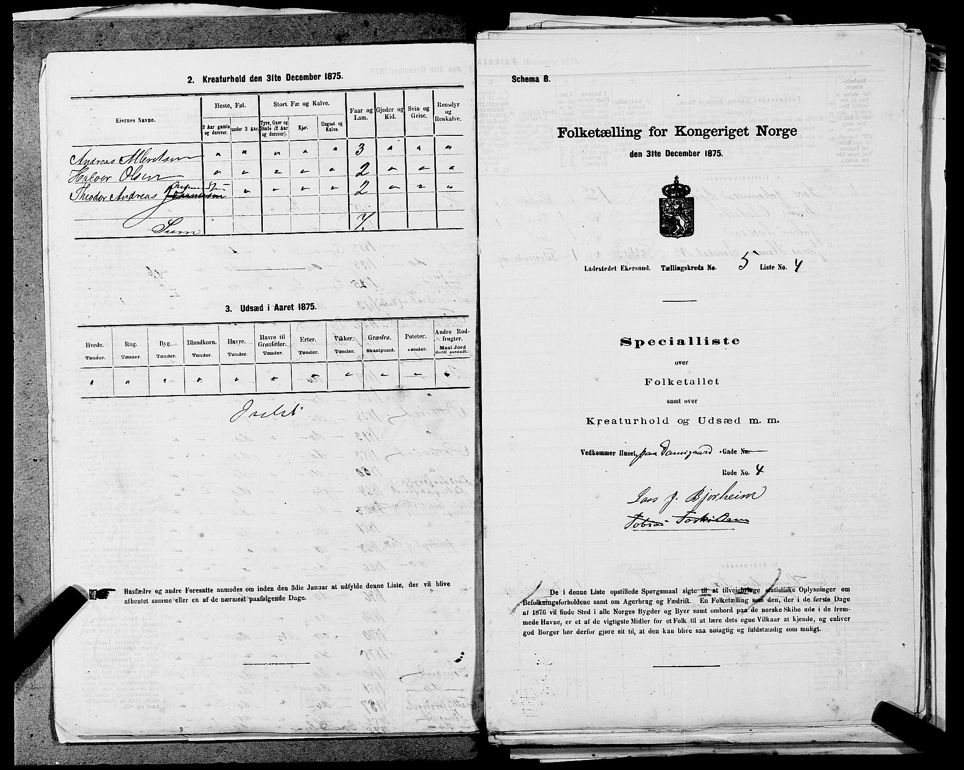 SAST, 1875 census for 1101B Eigersund parish, Egersund town, 1875, p. 438