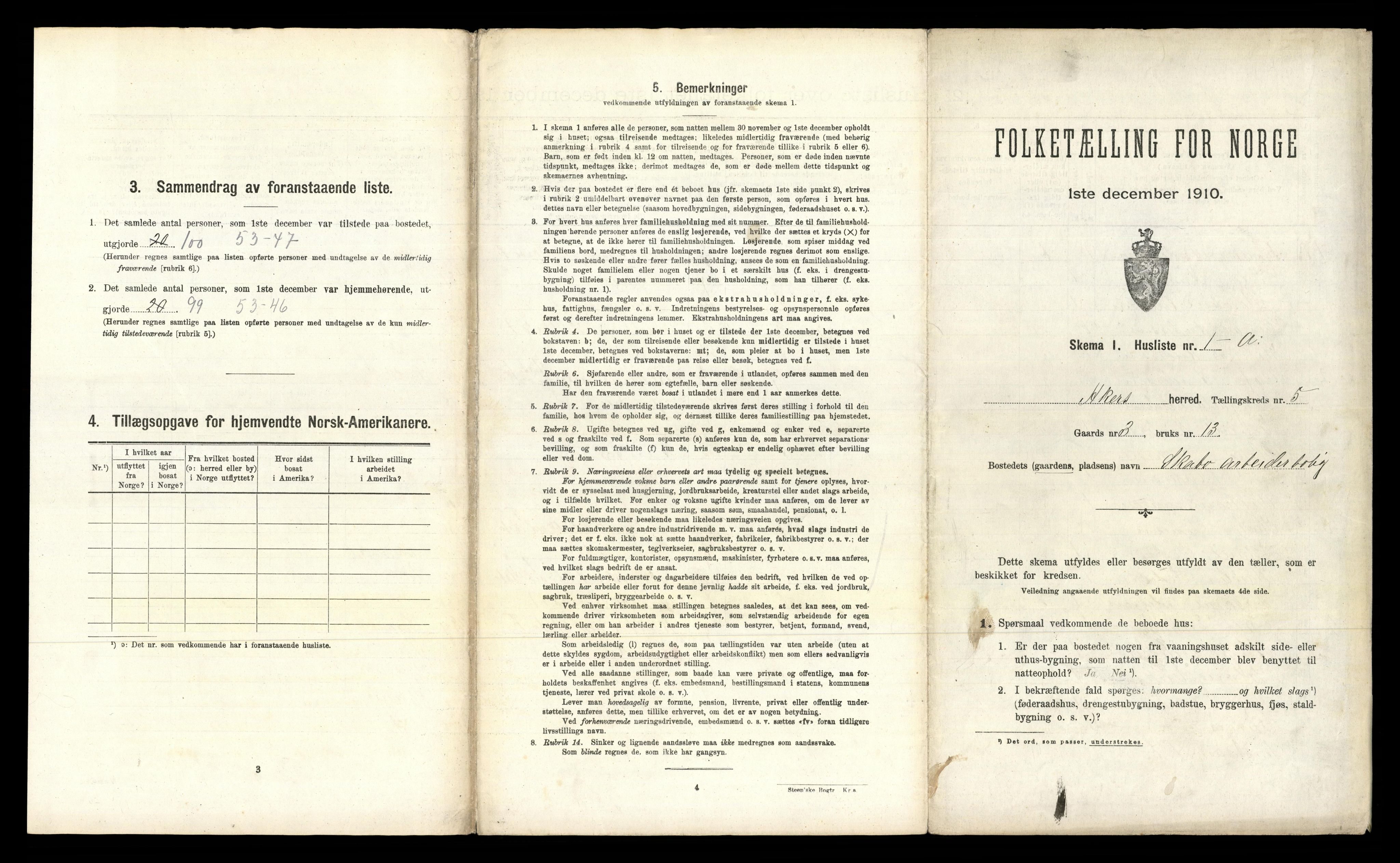 RA, 1910 census for Aker, 1910, p. 1301