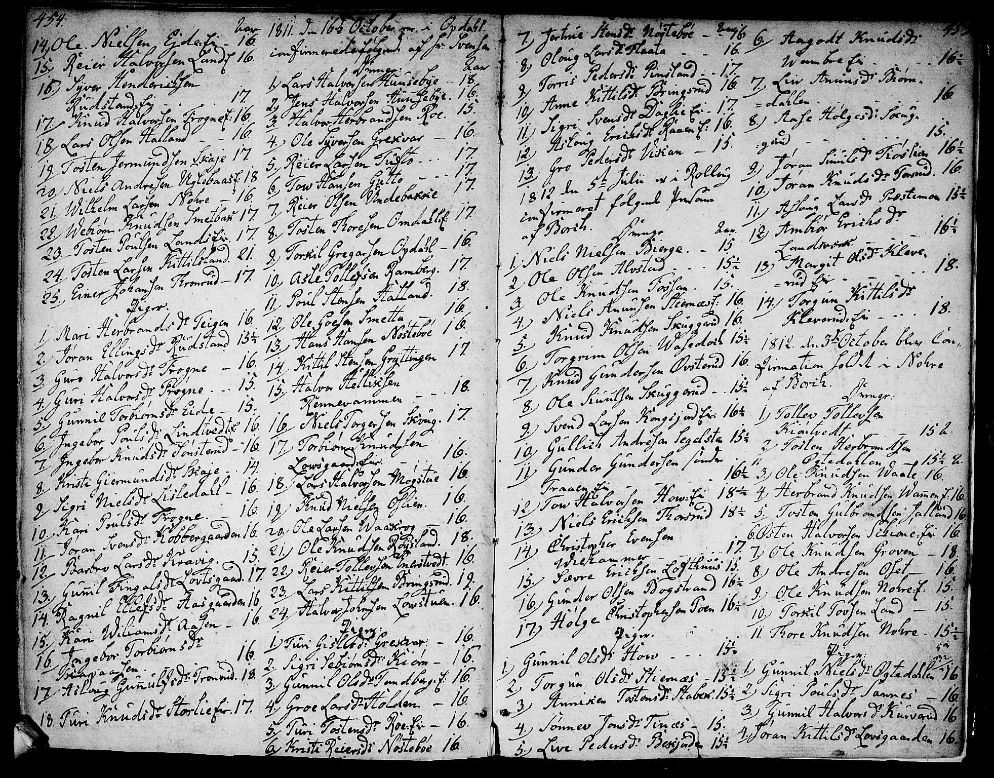 Rollag kirkebøker, AV/SAKO-A-240/F/Fa/L0005: Parish register (official) no. I 5, 1792-1814, p. 454-455