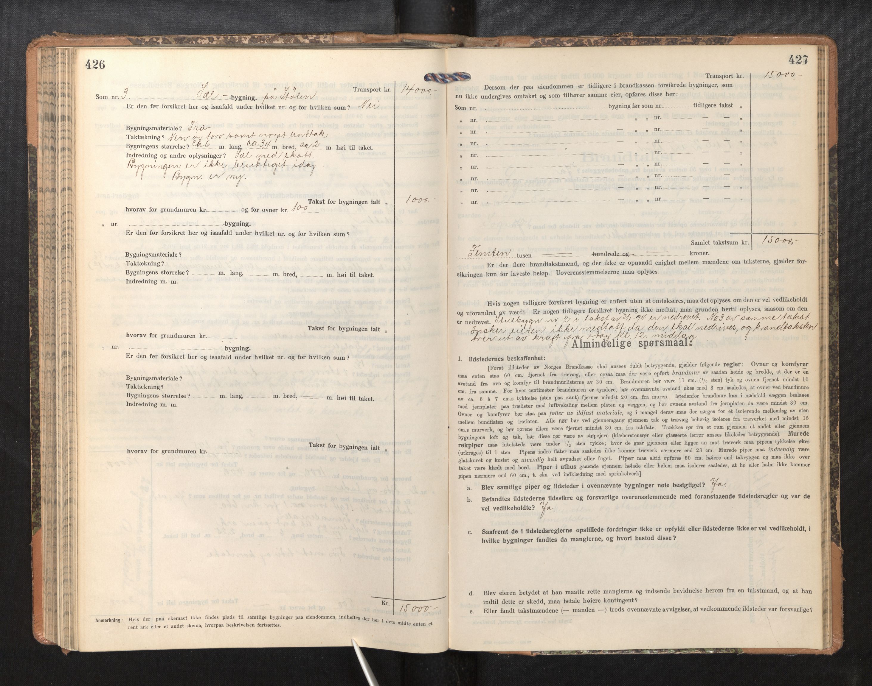 Lensmannen i Sogndal, AV/SAB-A-29901/0012/L0011: Branntakstprotokoll, skjematakst, 1914-1922, p. 426-427