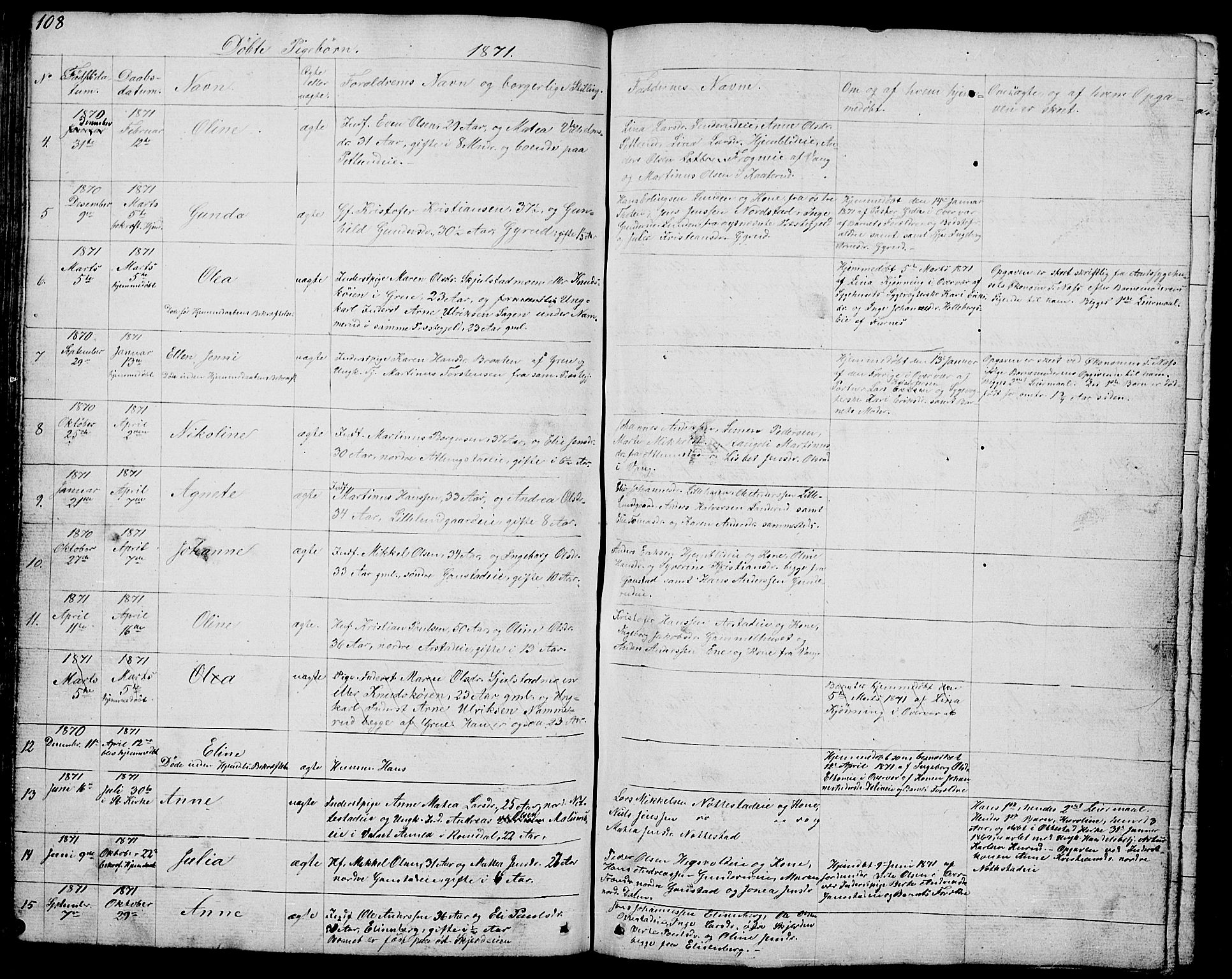 Stange prestekontor, AV/SAH-PREST-002/L/L0002: Parish register (copy) no. 2, 1838-1879, p. 108