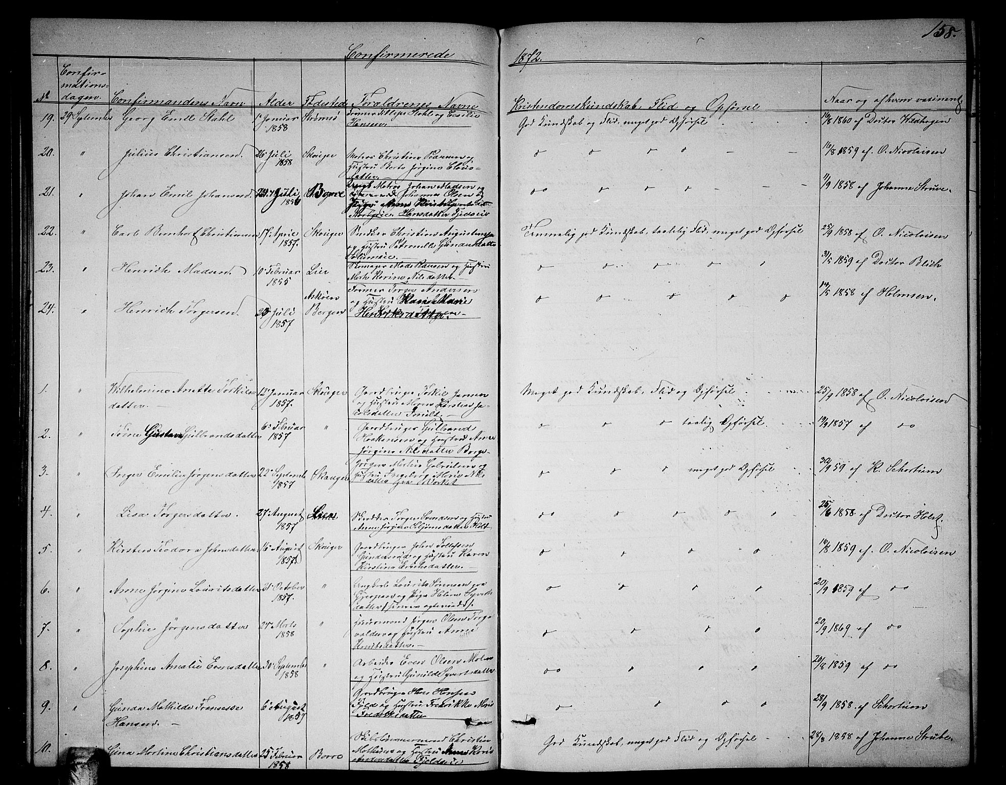 Skoger kirkebøker, AV/SAKO-A-59/G/Ga/L0002: Parish register (copy) no. I 2, 1860-1880, p. 158