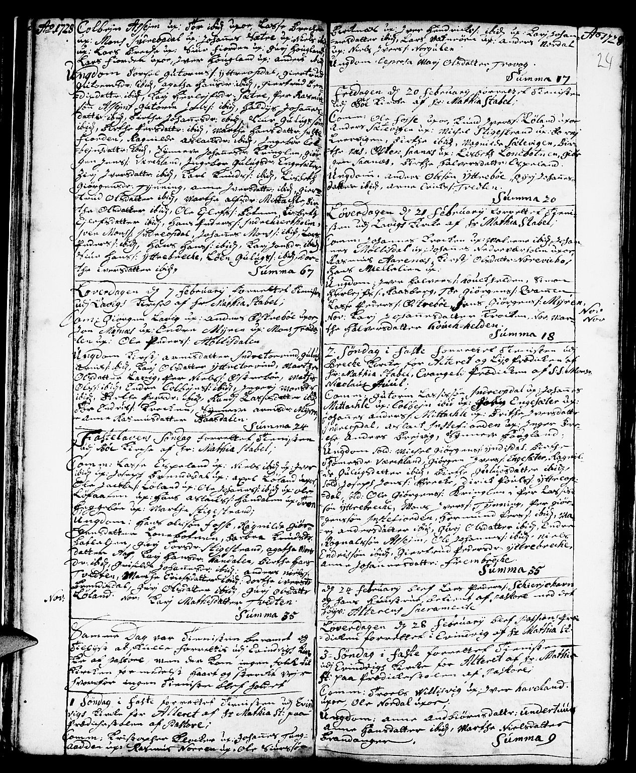 Gulen sokneprestembete, SAB/A-80201/H/Haa/Haaa/L0001: Parish register (official) no. A 1, 1680-1735, p. 24