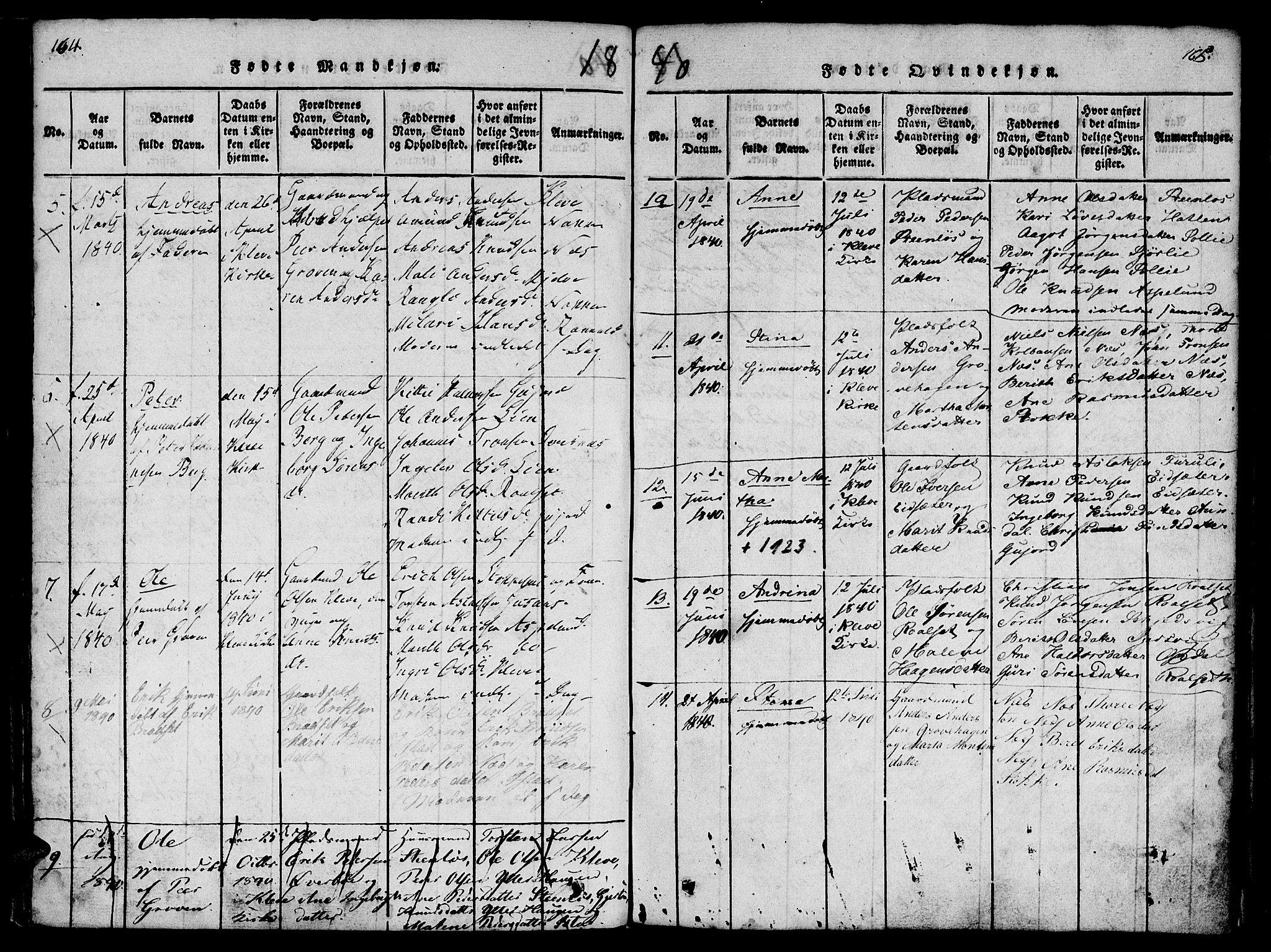 Ministerialprotokoller, klokkerbøker og fødselsregistre - Møre og Romsdal, AV/SAT-A-1454/557/L0679: Parish register (official) no. 557A01, 1818-1843, p. 164-165